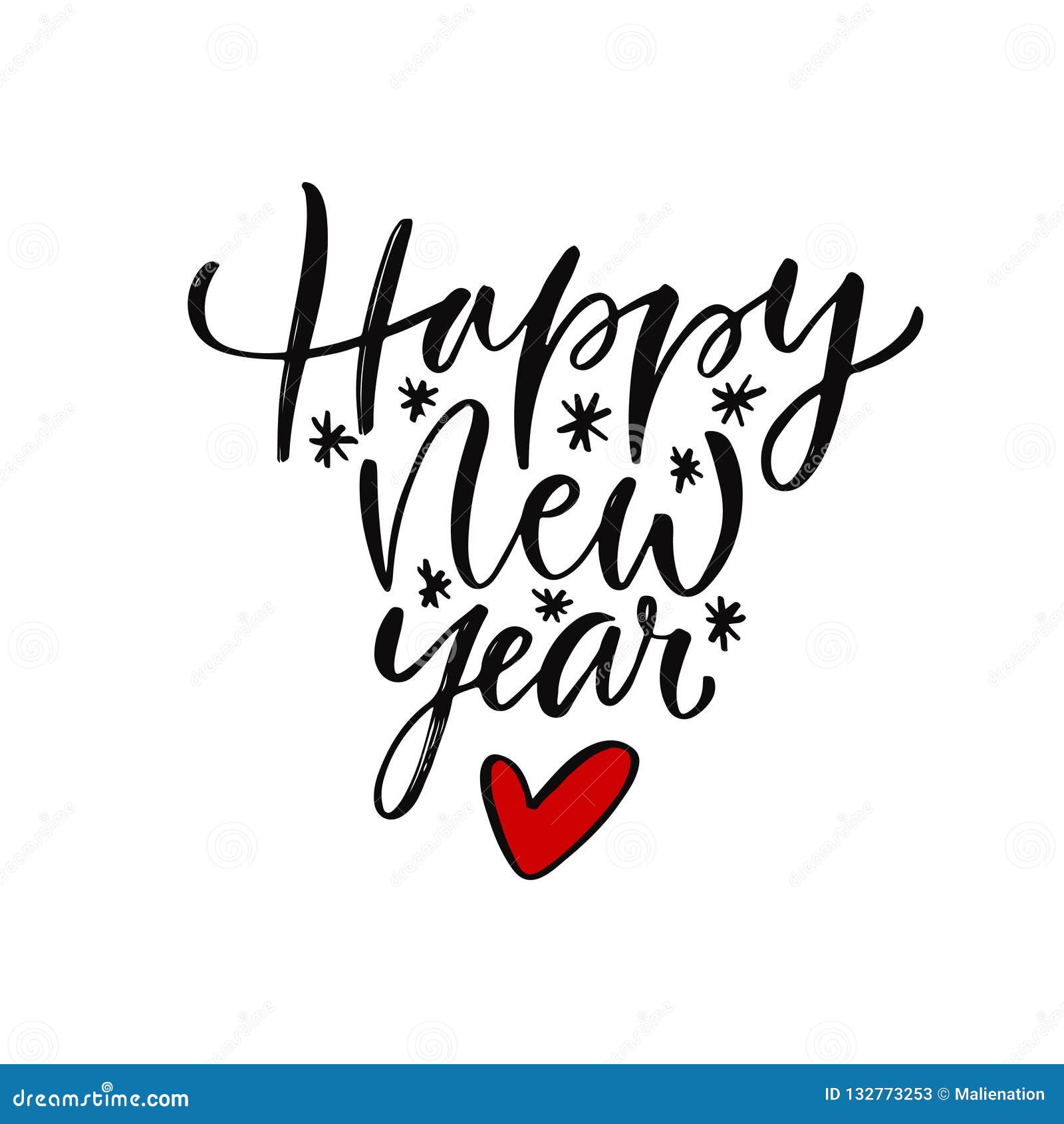 Handwritten New Year Greeting Card Printable Typography Template Calligraphic Vector Illustration Happy New Year Calligraphy Stock Vector Illustration Of Calligraphic Artistic 132773253