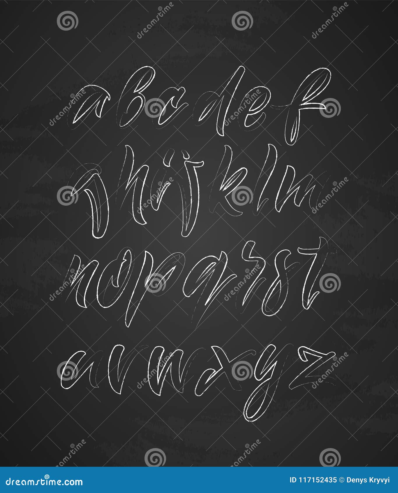 Handwritten Outline English Alphabet Letters on Chalkboard Background ...