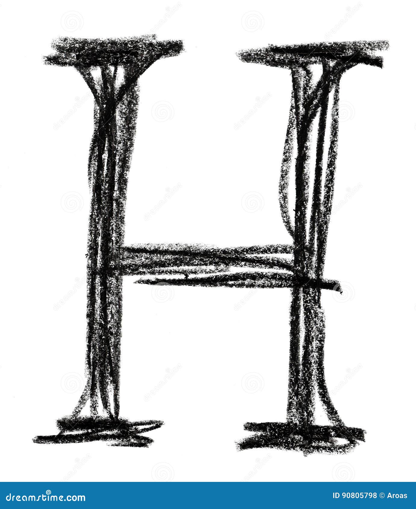 Handwritten Sketch Black Letter H Stock Photo Illustration of