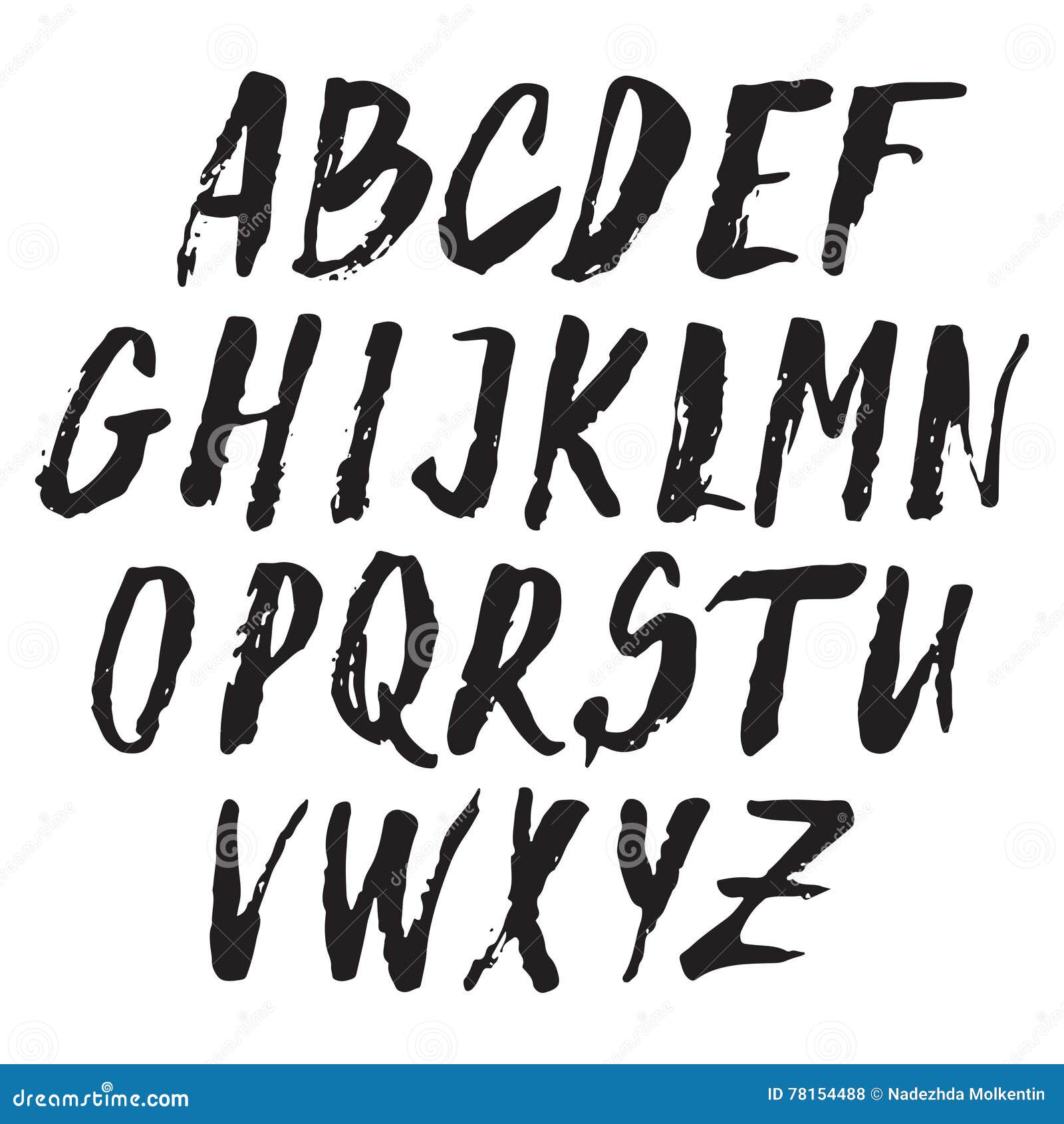 Handwritten Vector Alphabet. Grunge Texture Stock Vector - Illustration ...
