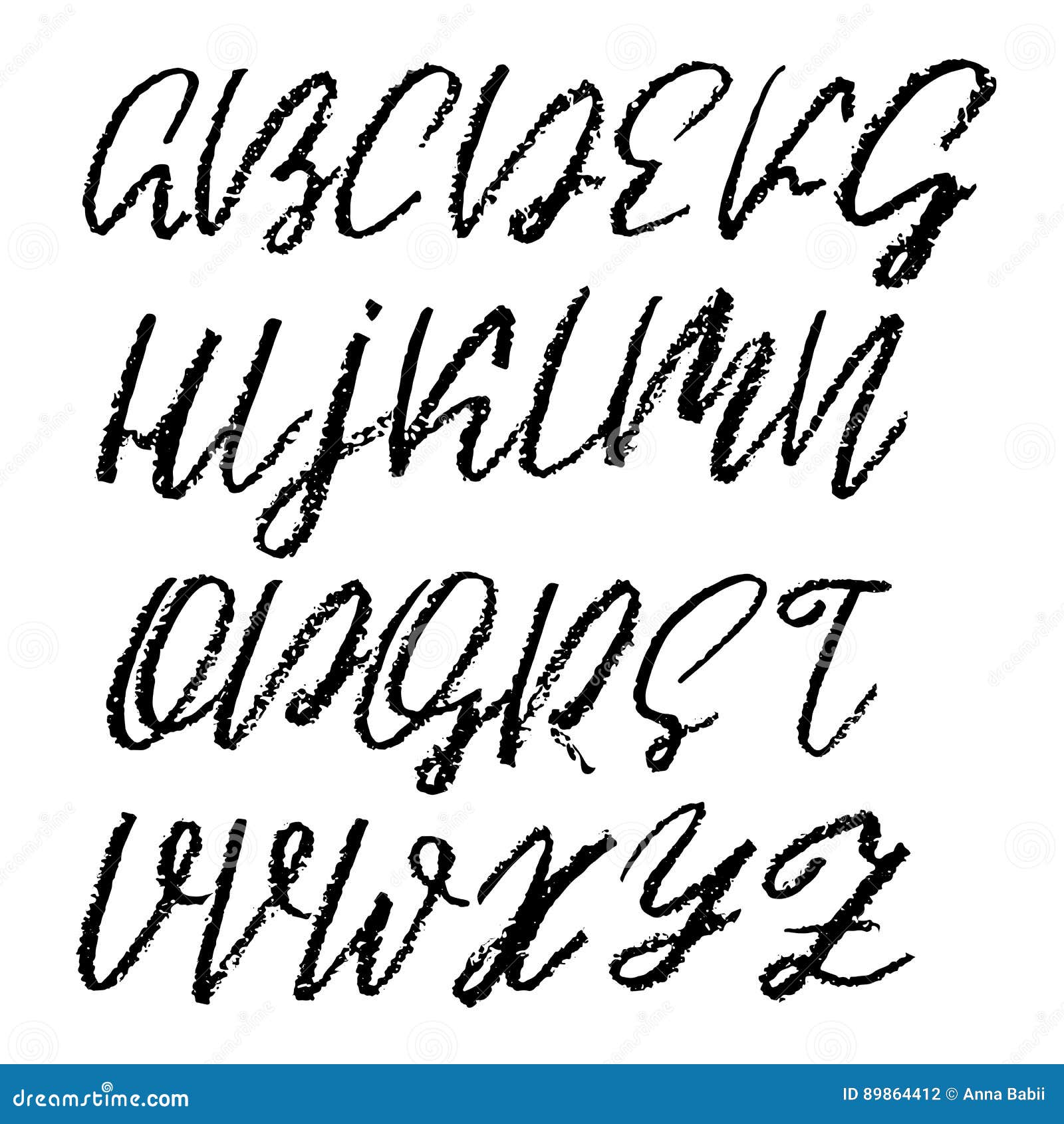 Handwritten Vector Chalked Alphabet. Imitation Texture of Chalk. Modern ...