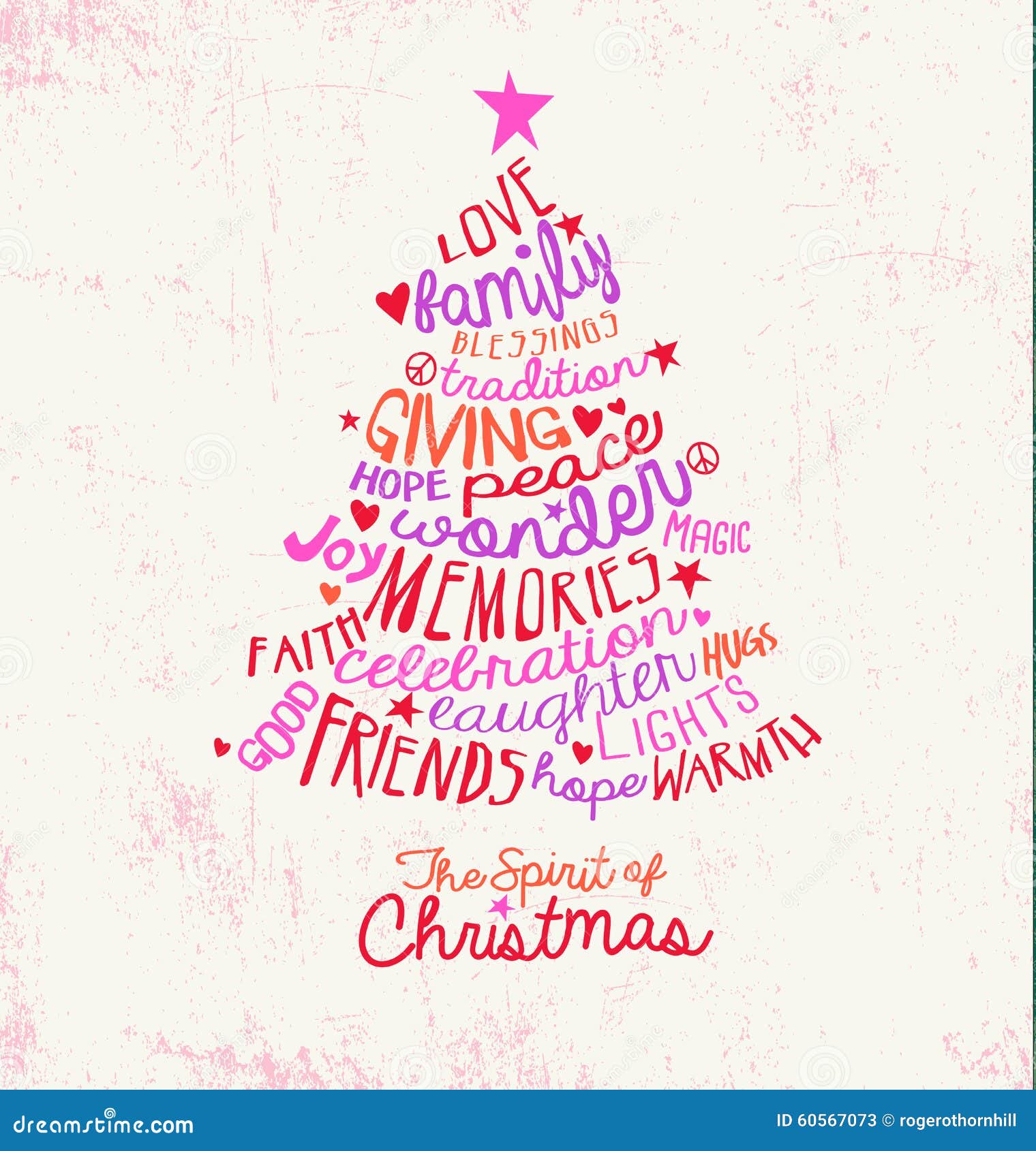 Handwritten Word Cloud Christmas Tree Greeting Card Design 