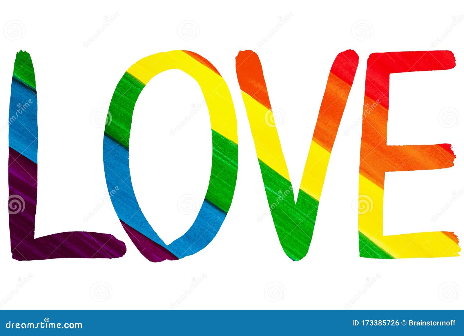 Handwritten Word LOVE in Rainbow Colors on White Background Isolated ...