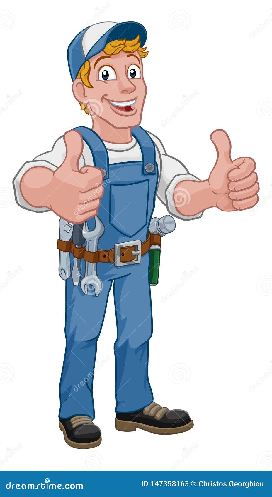 handyman cartoon caretaker construction man