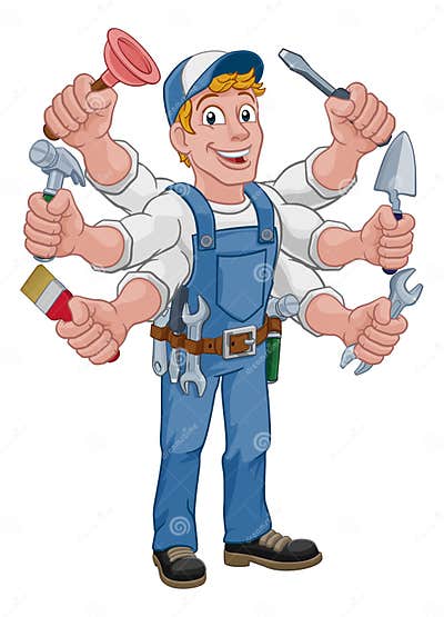 Handyman Cartoon Tools Caretaker Construction Man Stock Vector ...