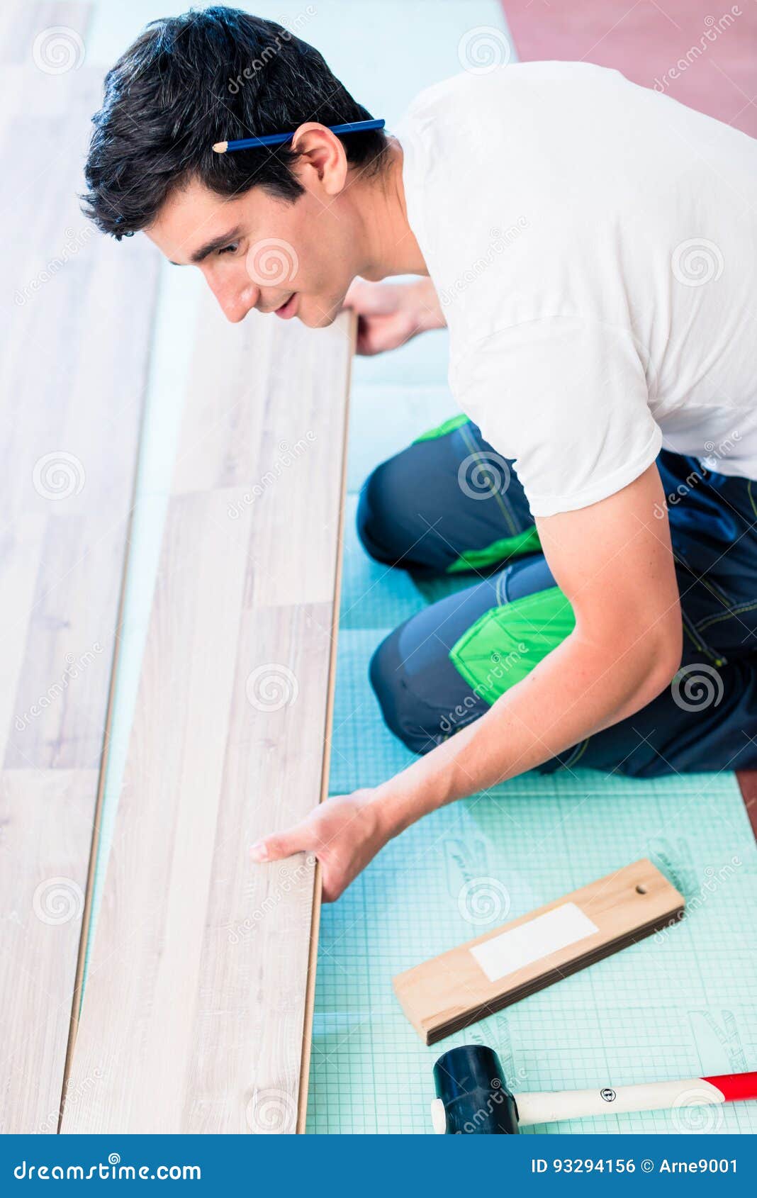 Handyman Flooring in Home Construction Site Stock Photo Image of