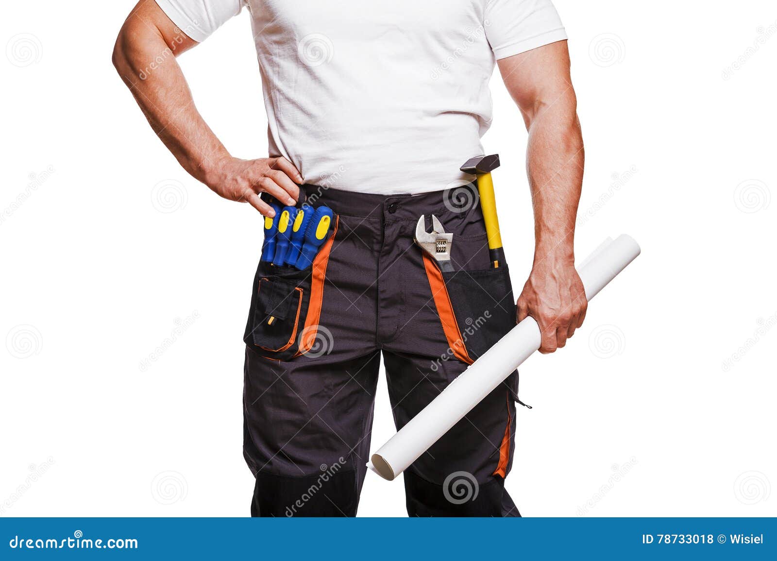 Handyman with a tool belt. stock photo. Image of occupation 78733018