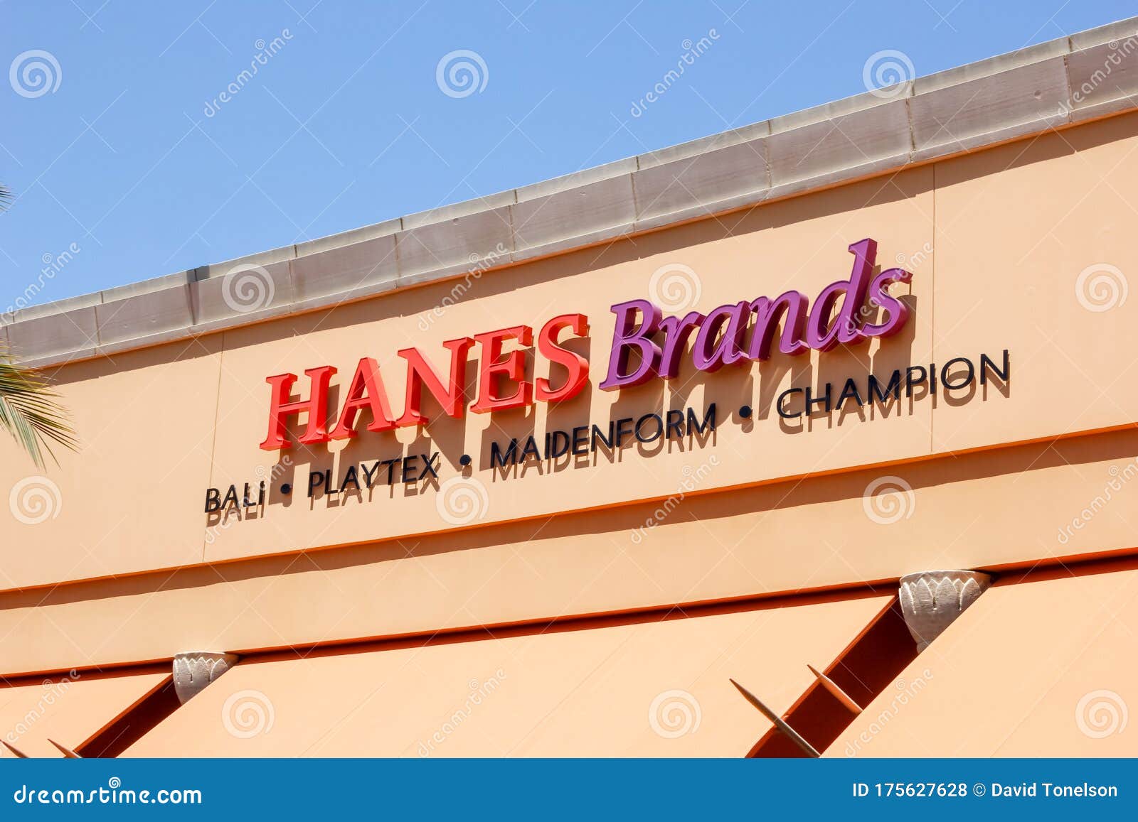 Hanes Brands sign editorial stock photo. Image of brick - 175627628