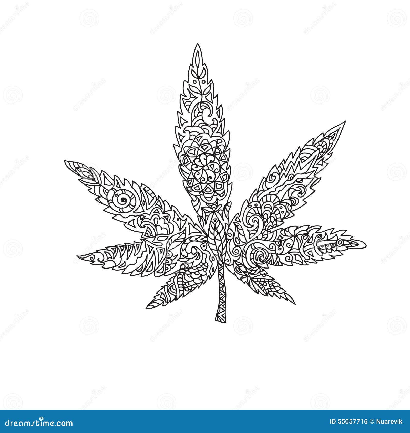 Hanfblatt zentangle stock abbildung. Illustration von