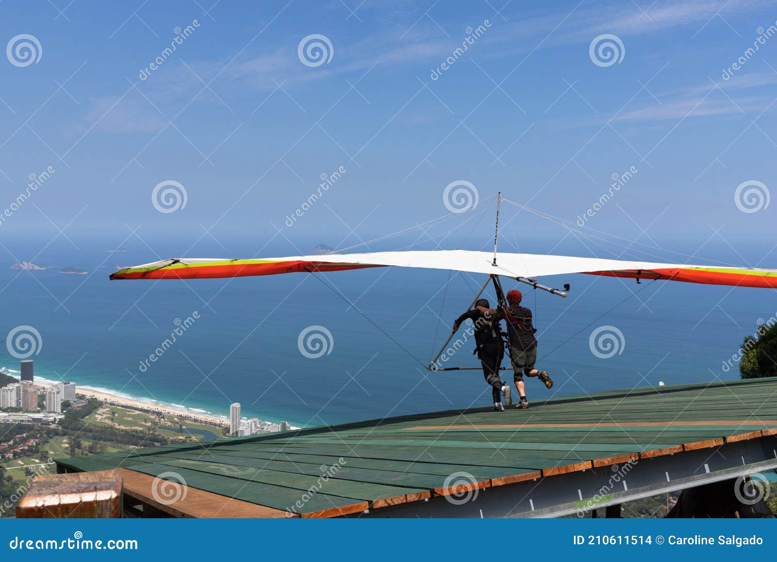 Hang Glider Taking Off from the Ramp for a Double Flight Editorial