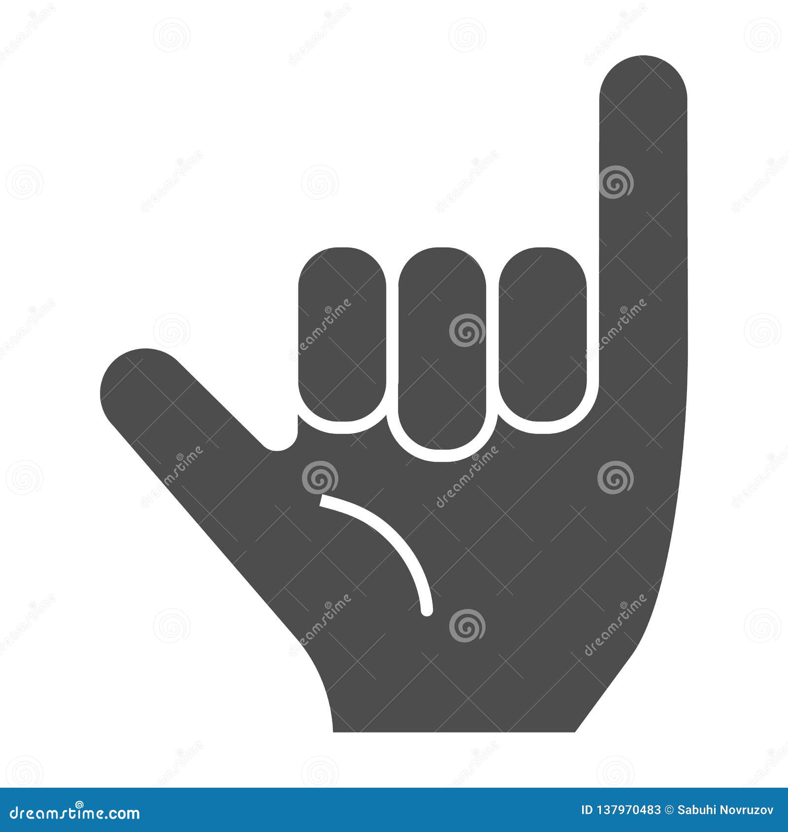 hang loose gesture solid icon. shaka    on white. hand gesture glyph style , ed