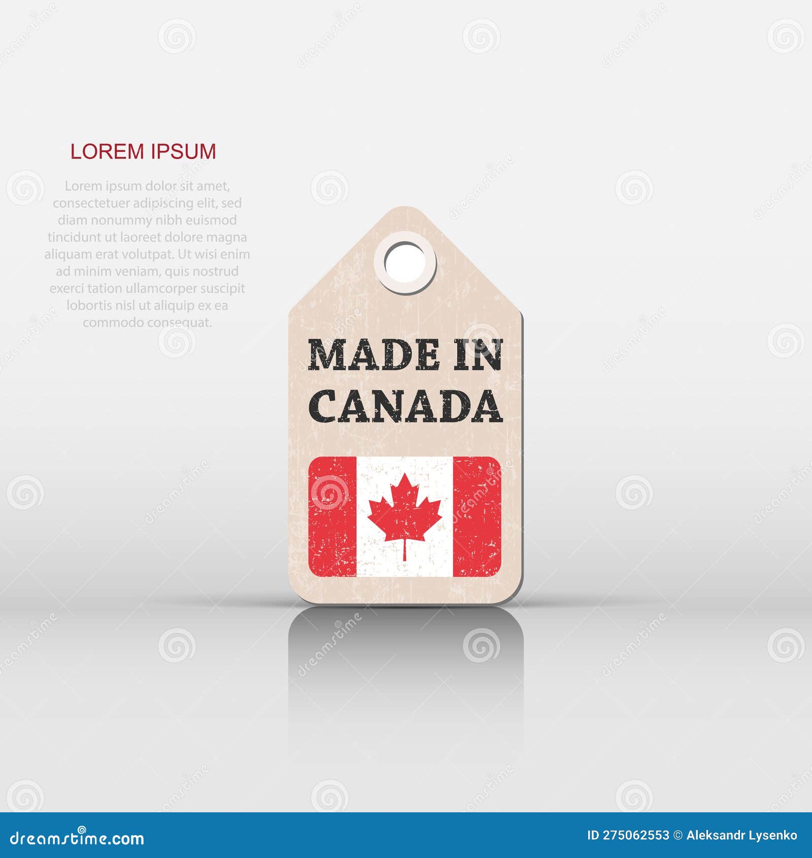 Hang Tag Made in Canada with Flag. Vector Illustration Stock Vector