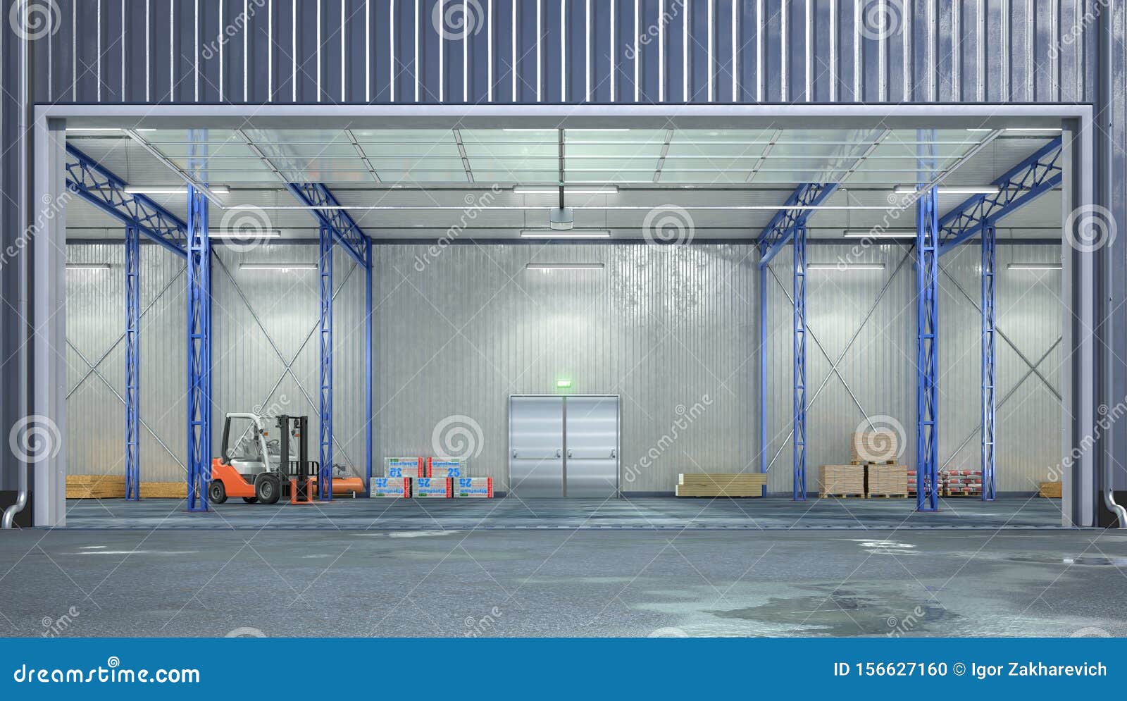 Hangar Interior With Open Gate Stock Illustration Illustration