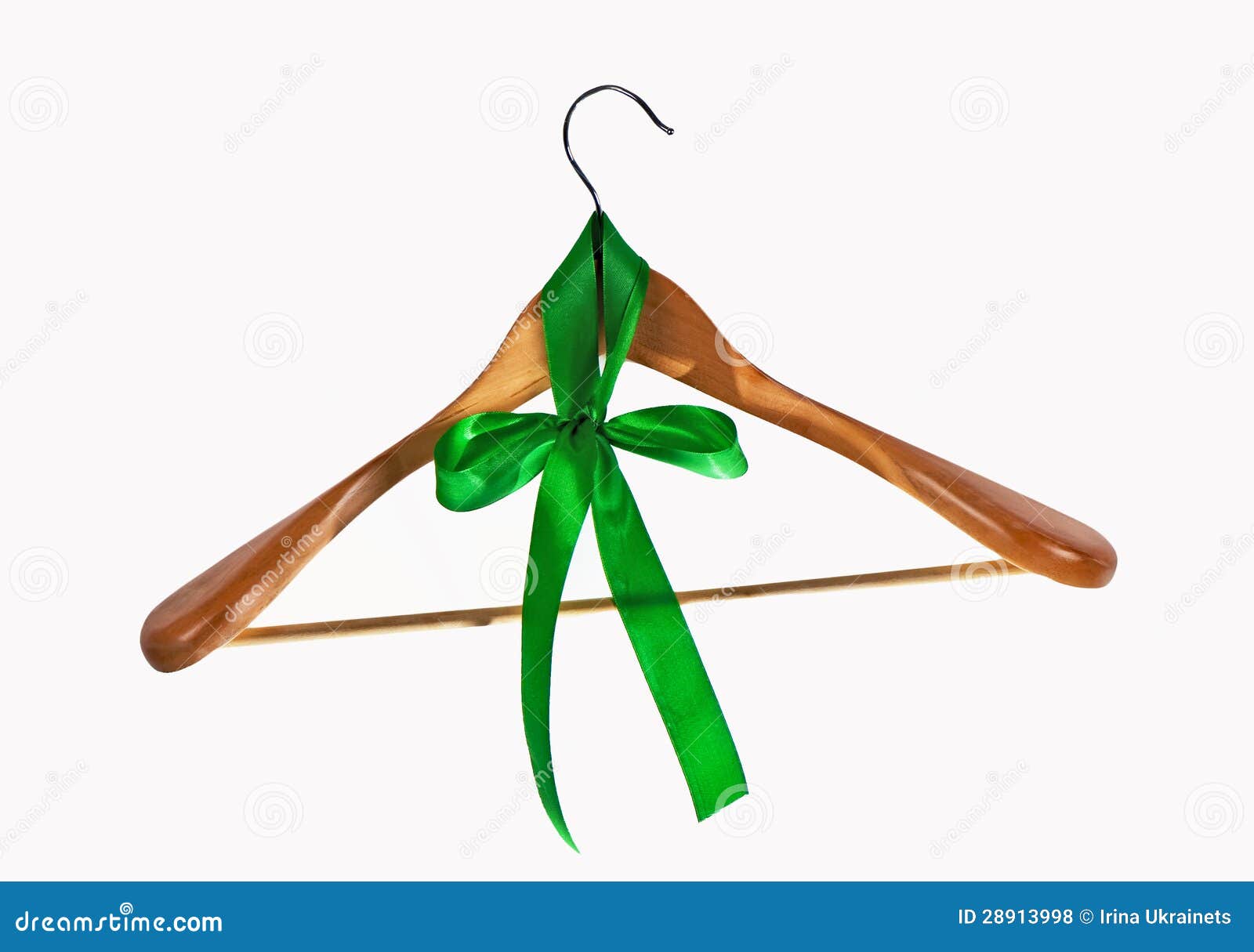 Hanger for Clothes and a Green Tape, a Bow Stock Photo Image of