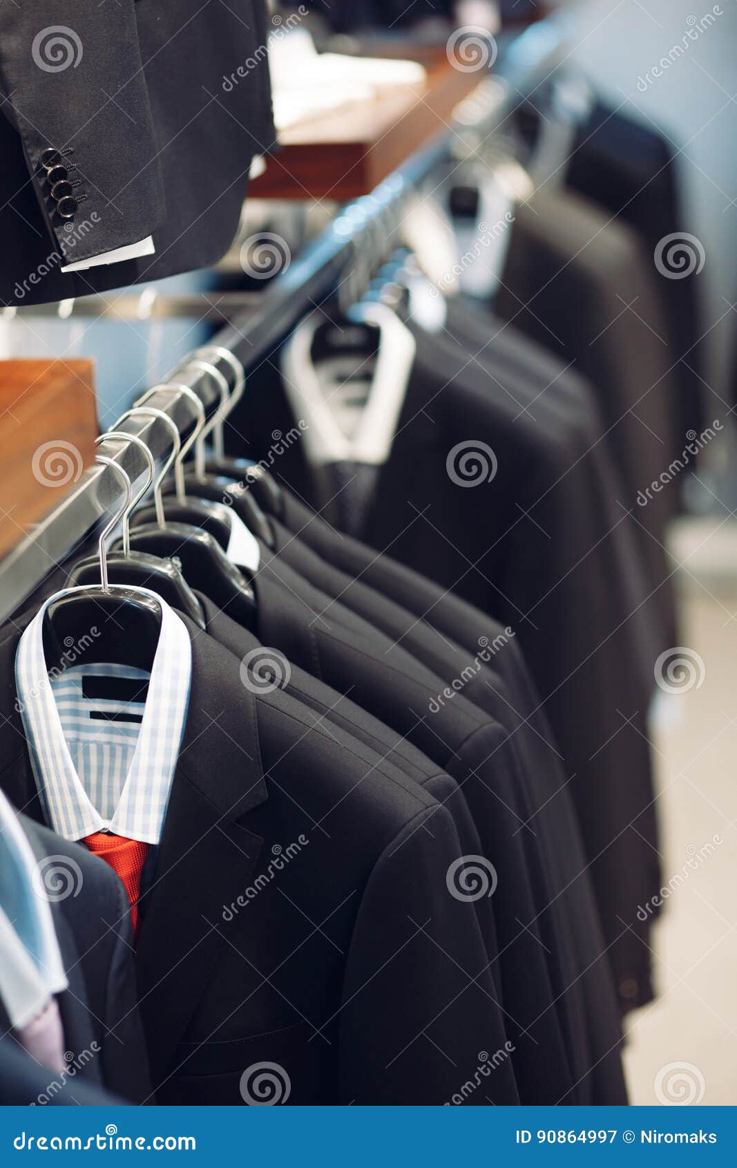 Hanger with Men`s Suits and Shirts Stock Image - Image of apparel ...