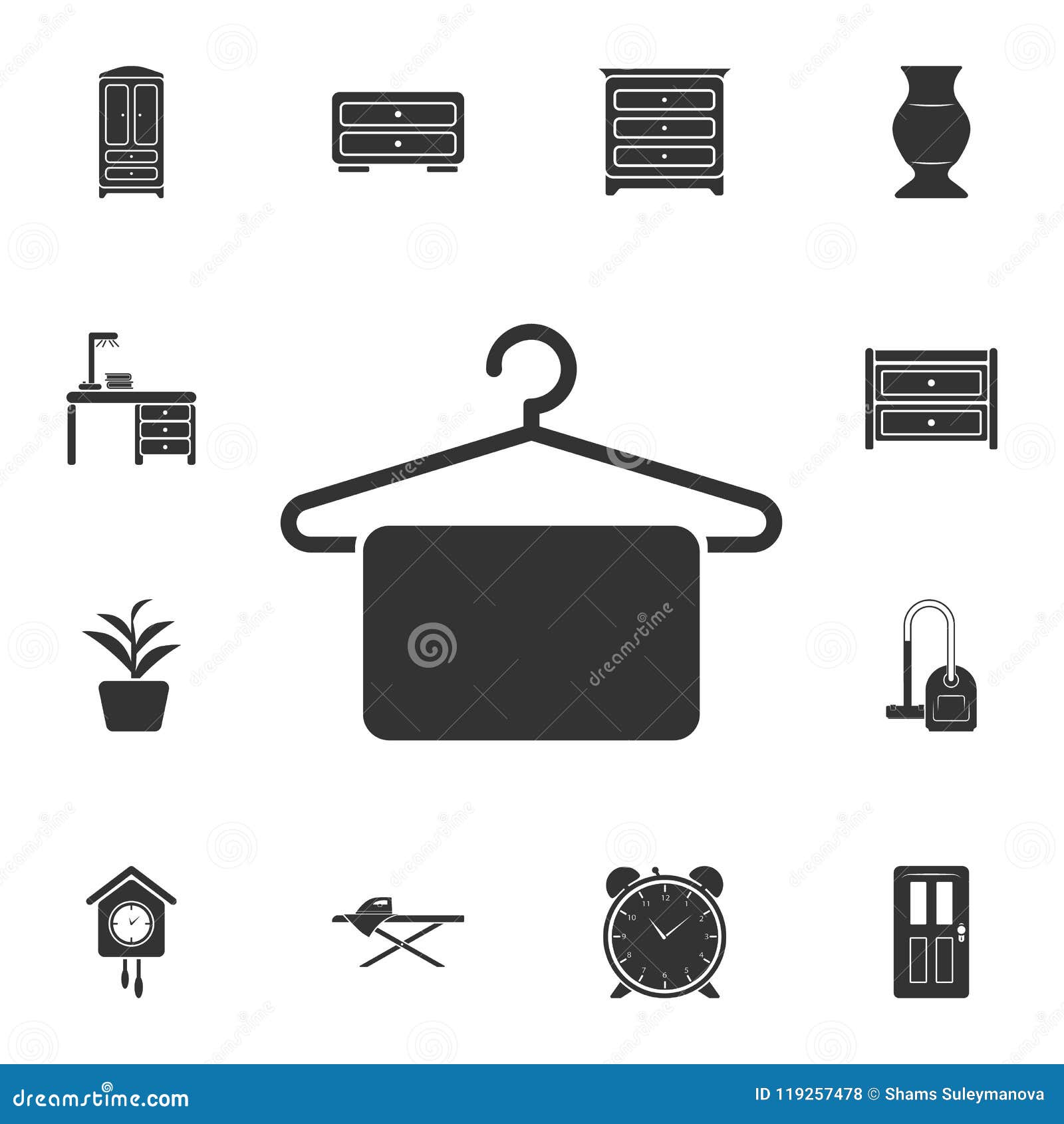 black hanger with icon, second hand logo, vector illustration Stock Vector