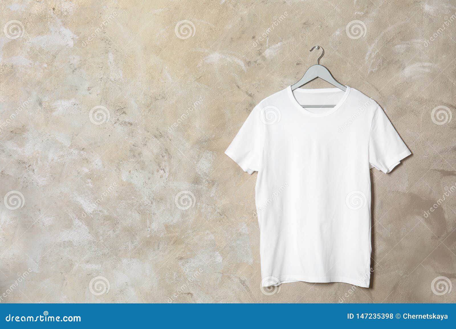 Download Hanger With White T-shirt On Color Background. Stock Photo - Image of organize, background ...