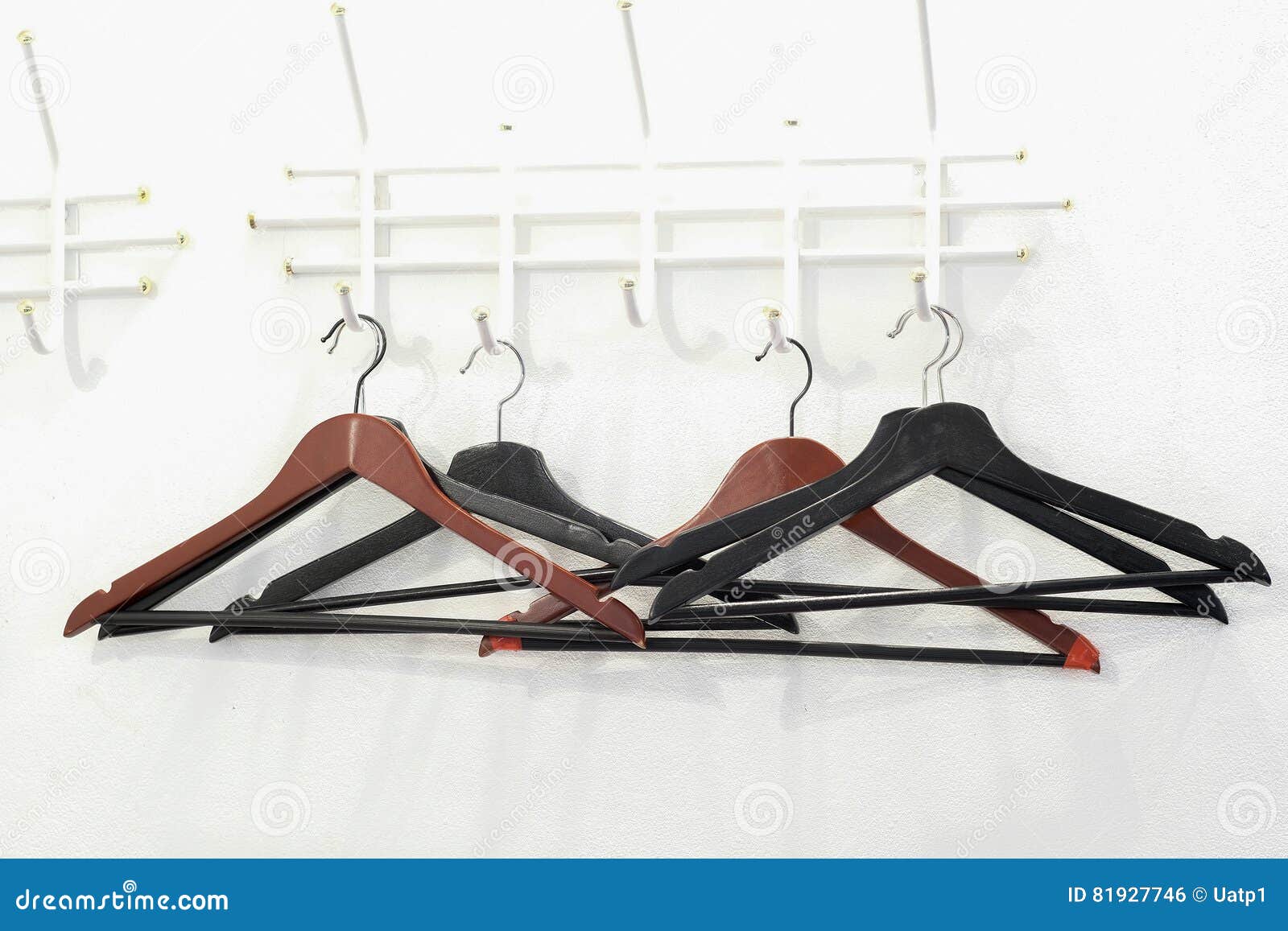 Hangers in a cloakroom stock photo. Image of rack, fashion 81927746