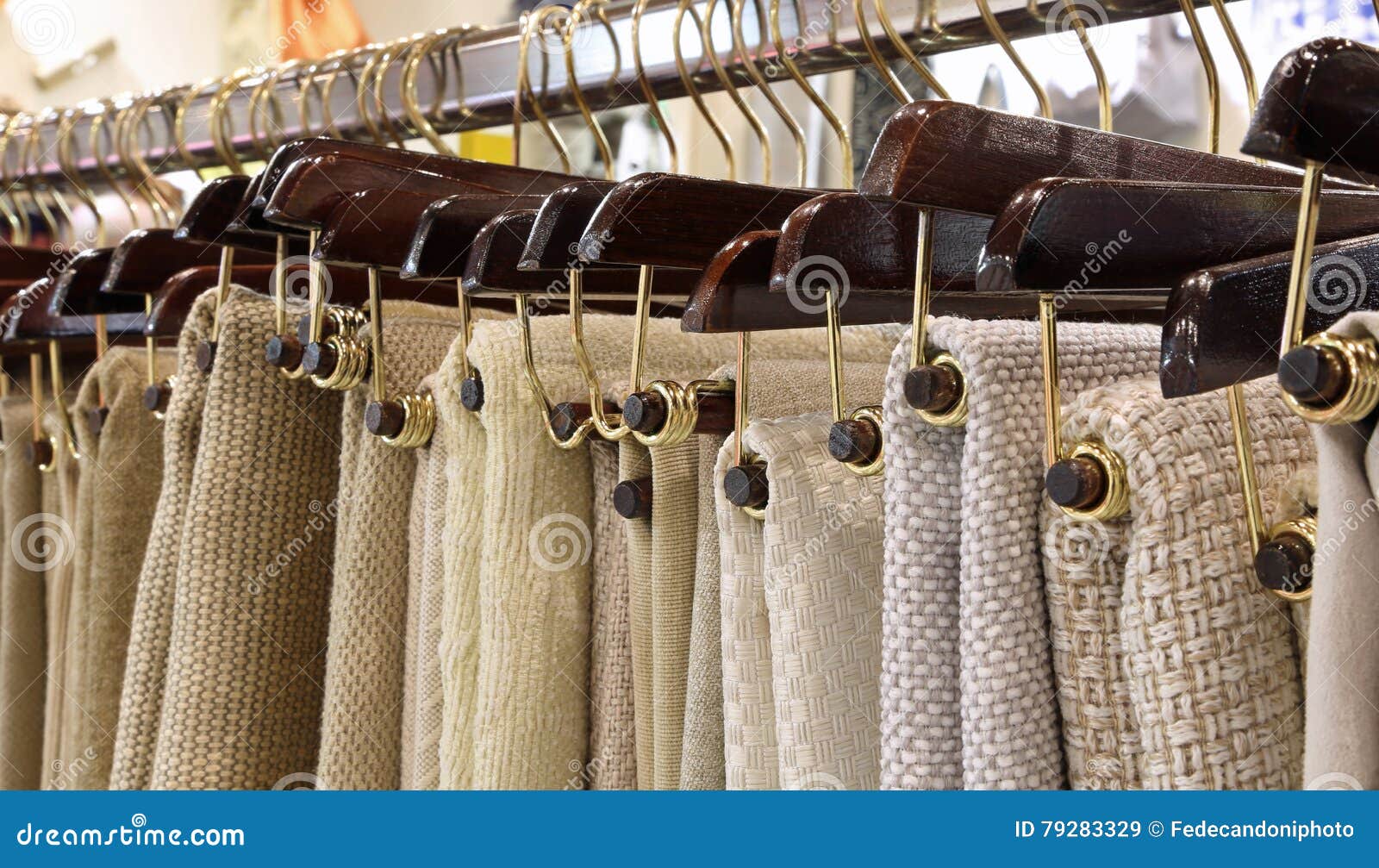 hangers with woven fabrics and tablecloths on sale