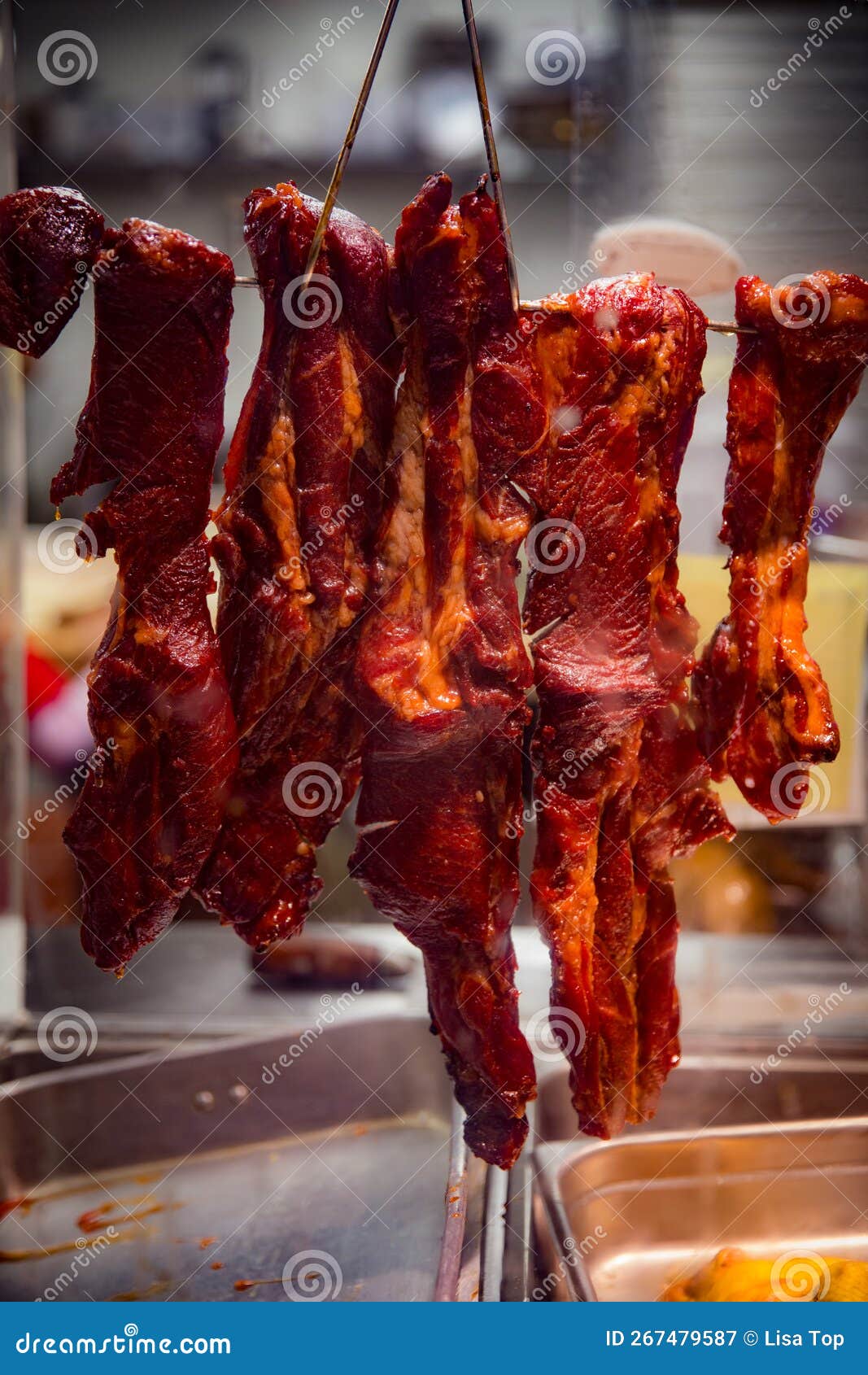 Hanging BBQ Pork stock image. Image of cantonese, hong 267479587
