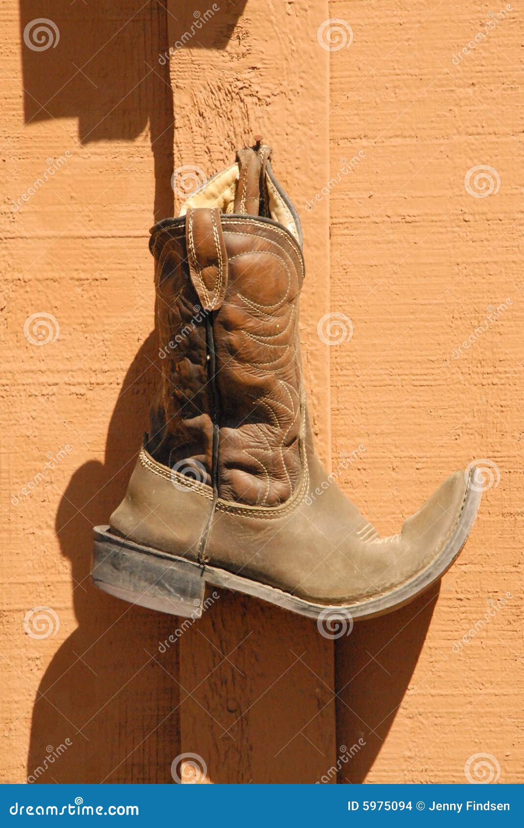 Hanging Cowboy Boot stock photo. Image of shoe, wood, brown 5975094
