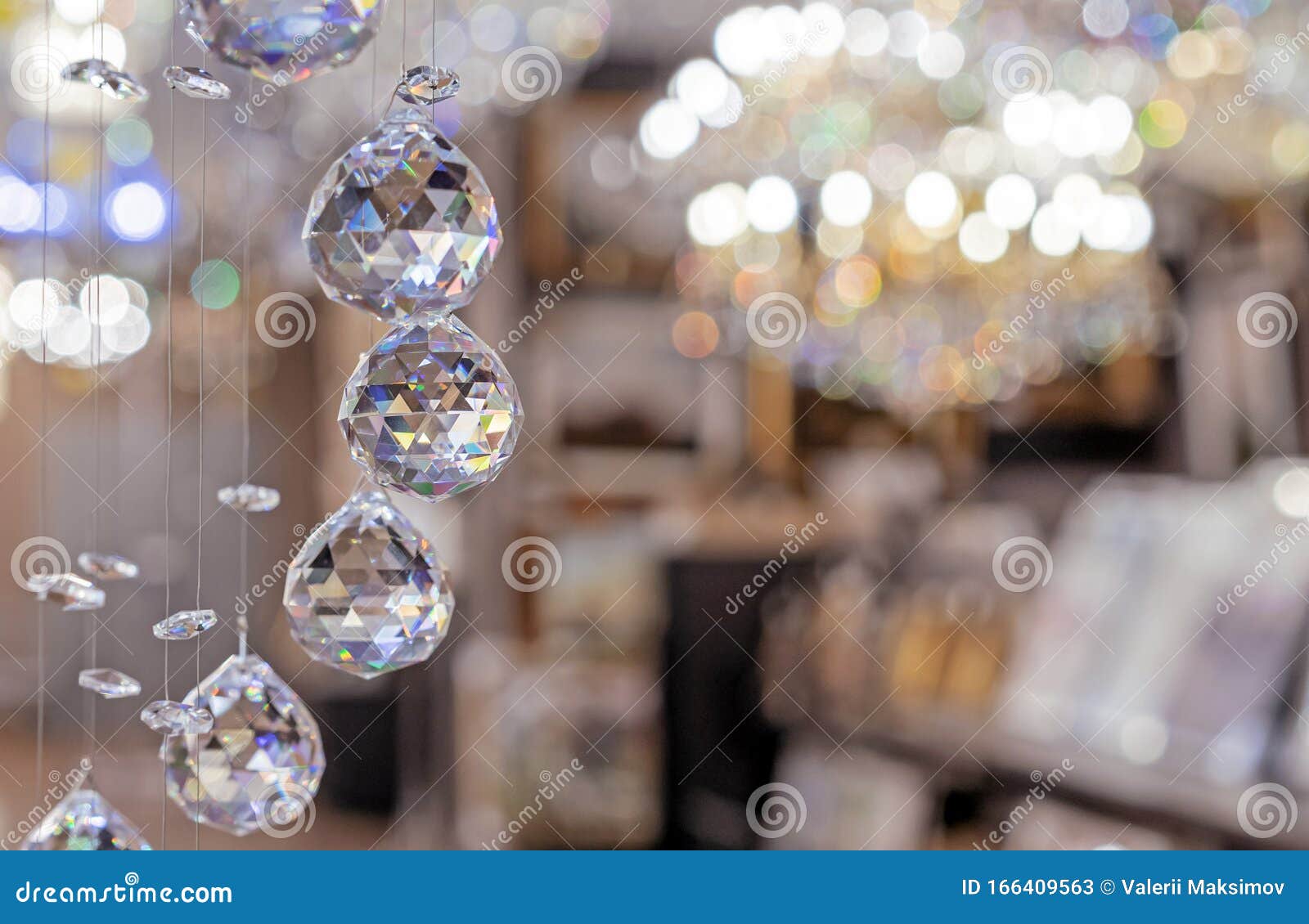Hanging Crystal Balls in a Modern Chandelier Stock Image Image of