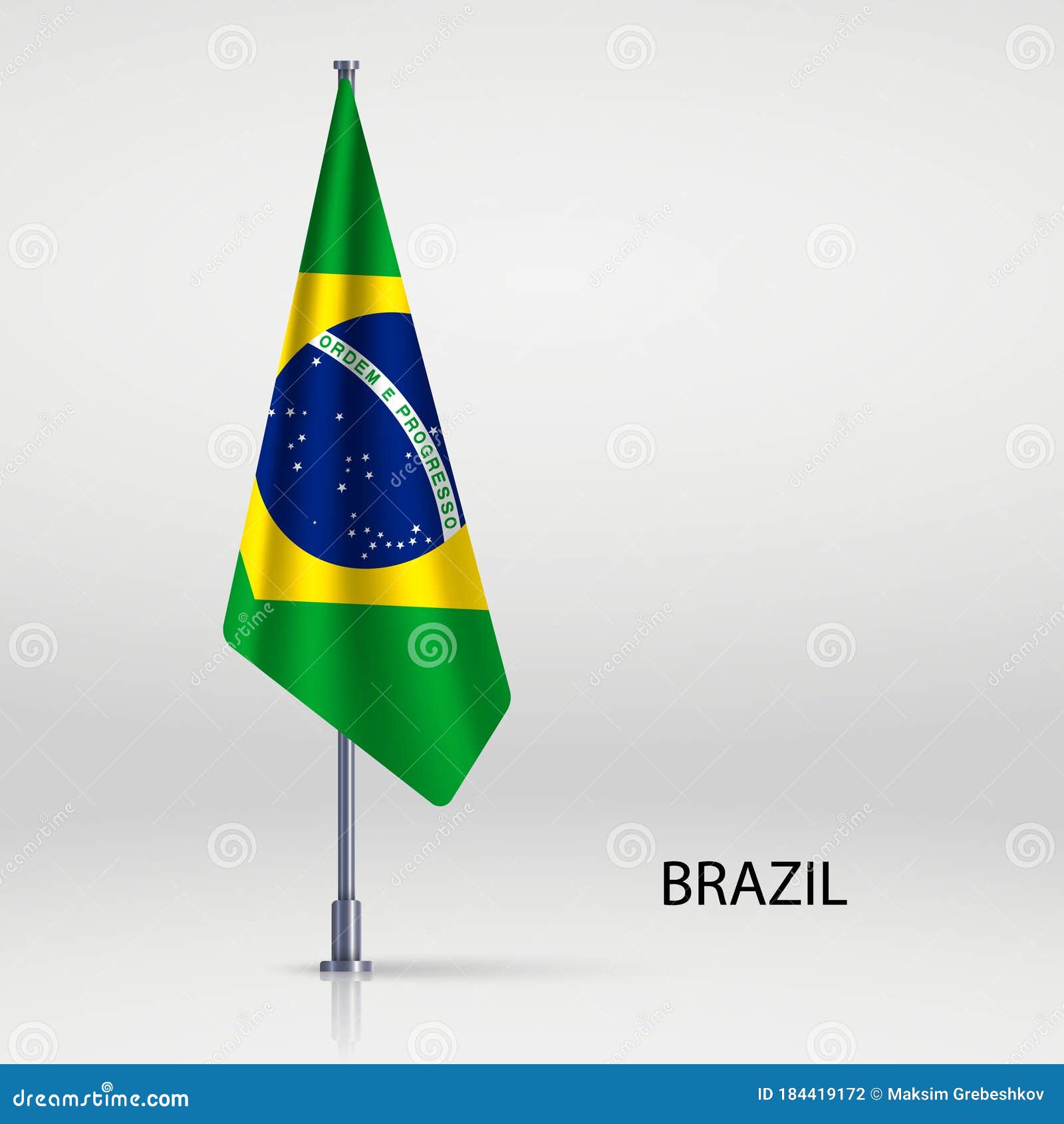 Hanging Flag on Flagpole Template for Your Design Stock Illustration