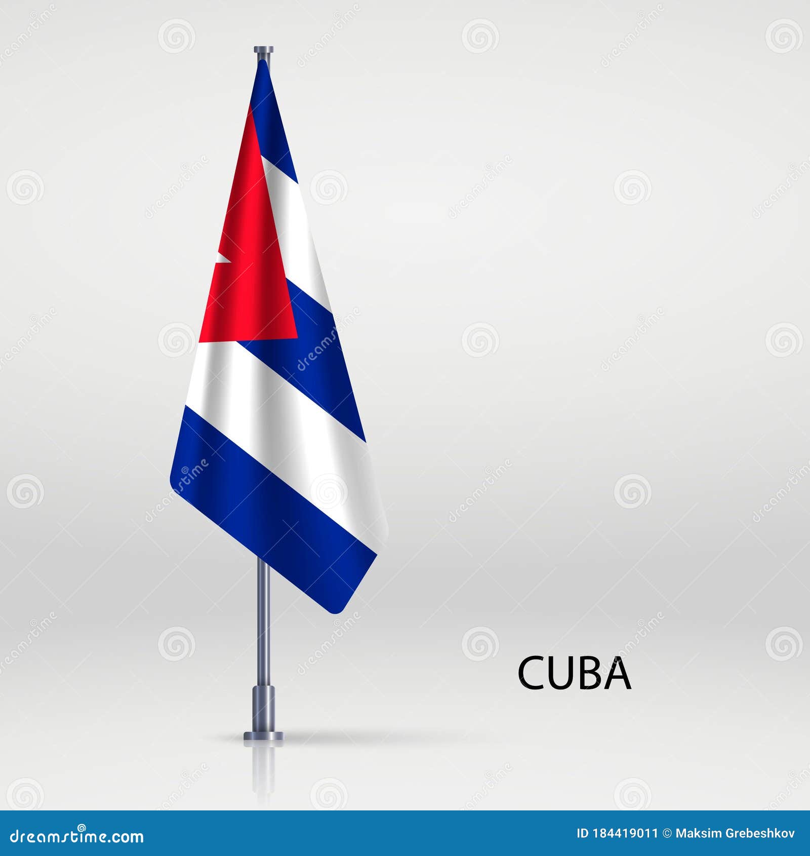 Hanging Flag on Flagpole Template for Your Design Stock Illustration