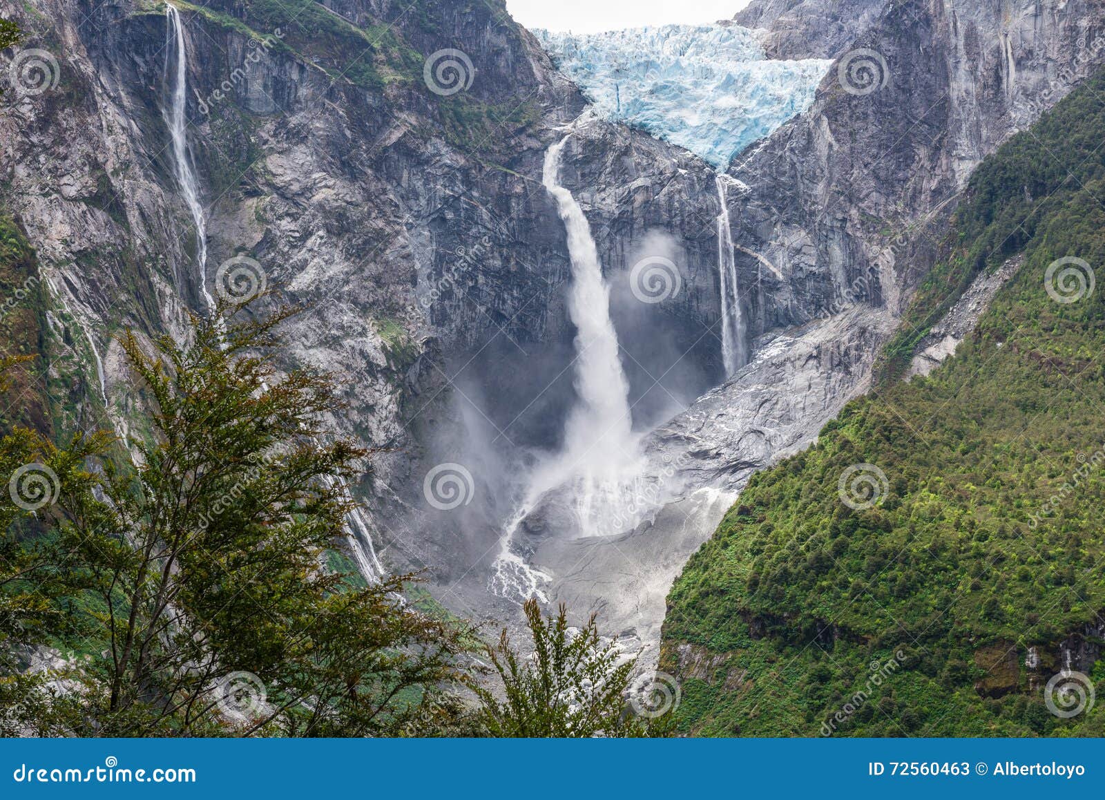 hanging glacier of queulat national park, chile