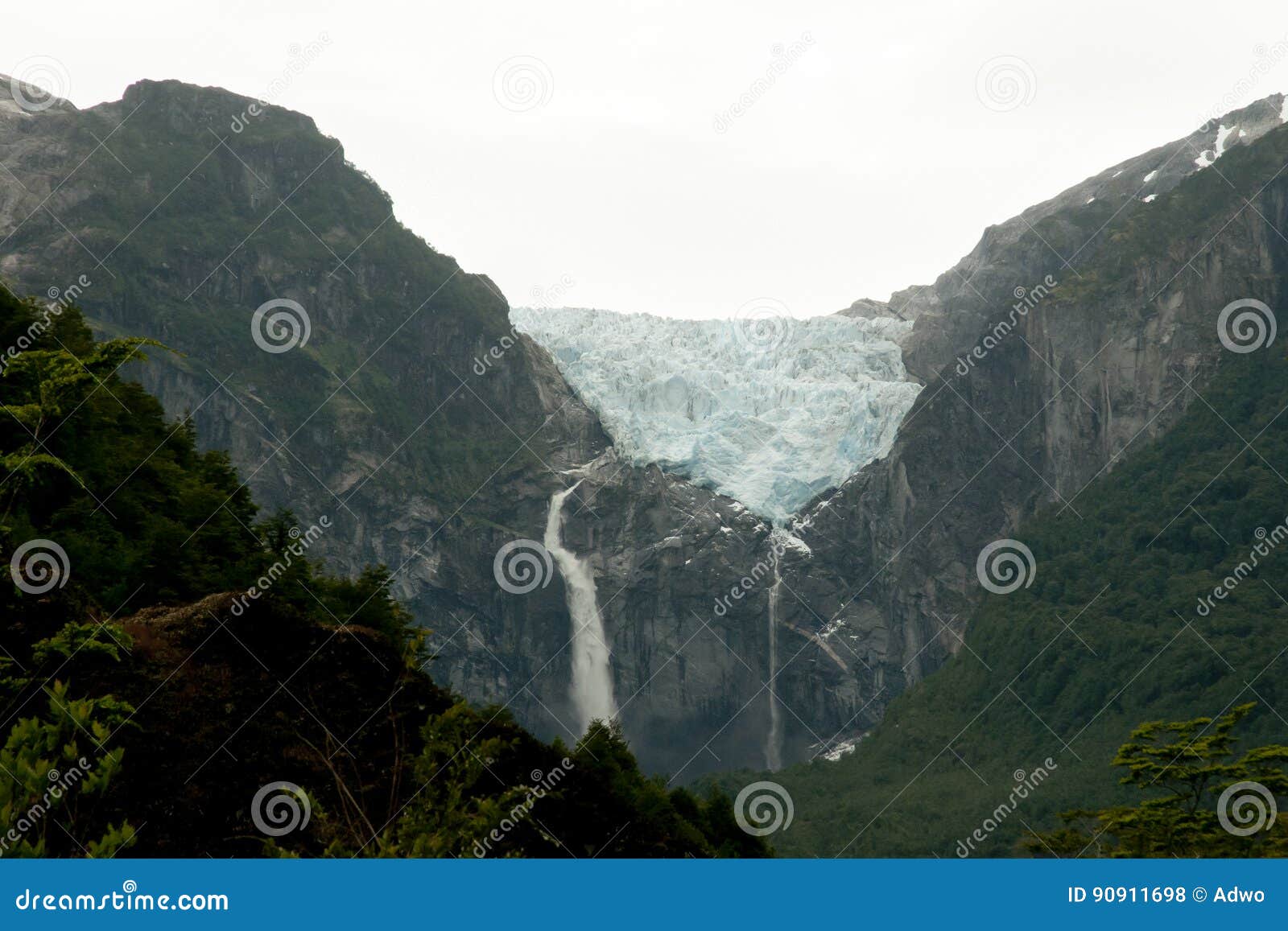 hanging glacier - queulat national park - chile