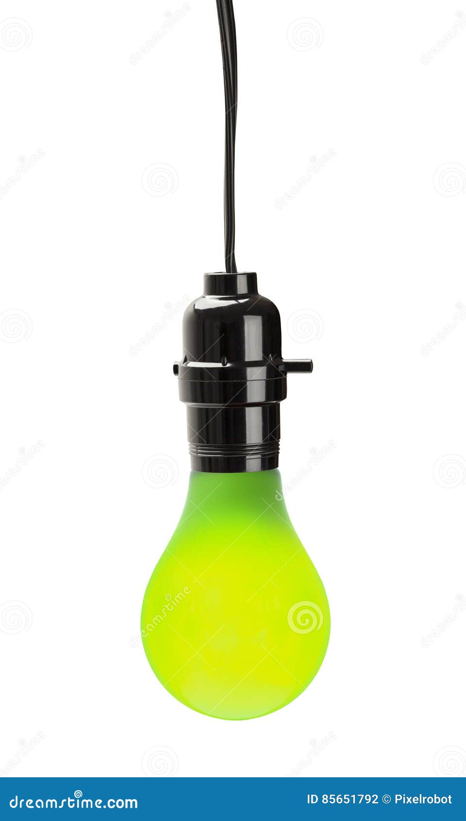 Hanging Green Light Bulb stock photo. Image of filament 85651792