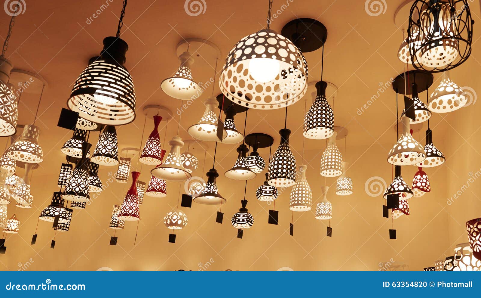 hanging home lighting in lighting shop