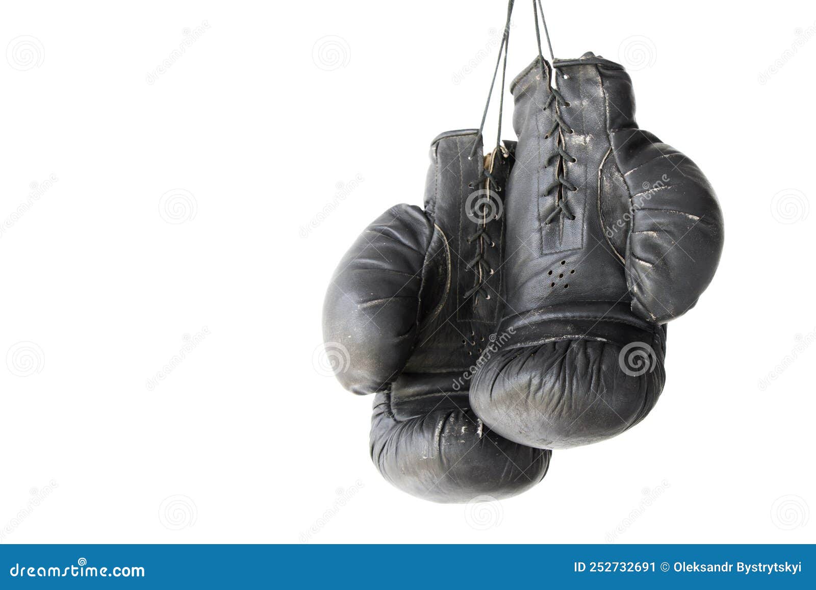 Hanging Old Worn Leather Boxing Gloves Stock Image Image of fitness