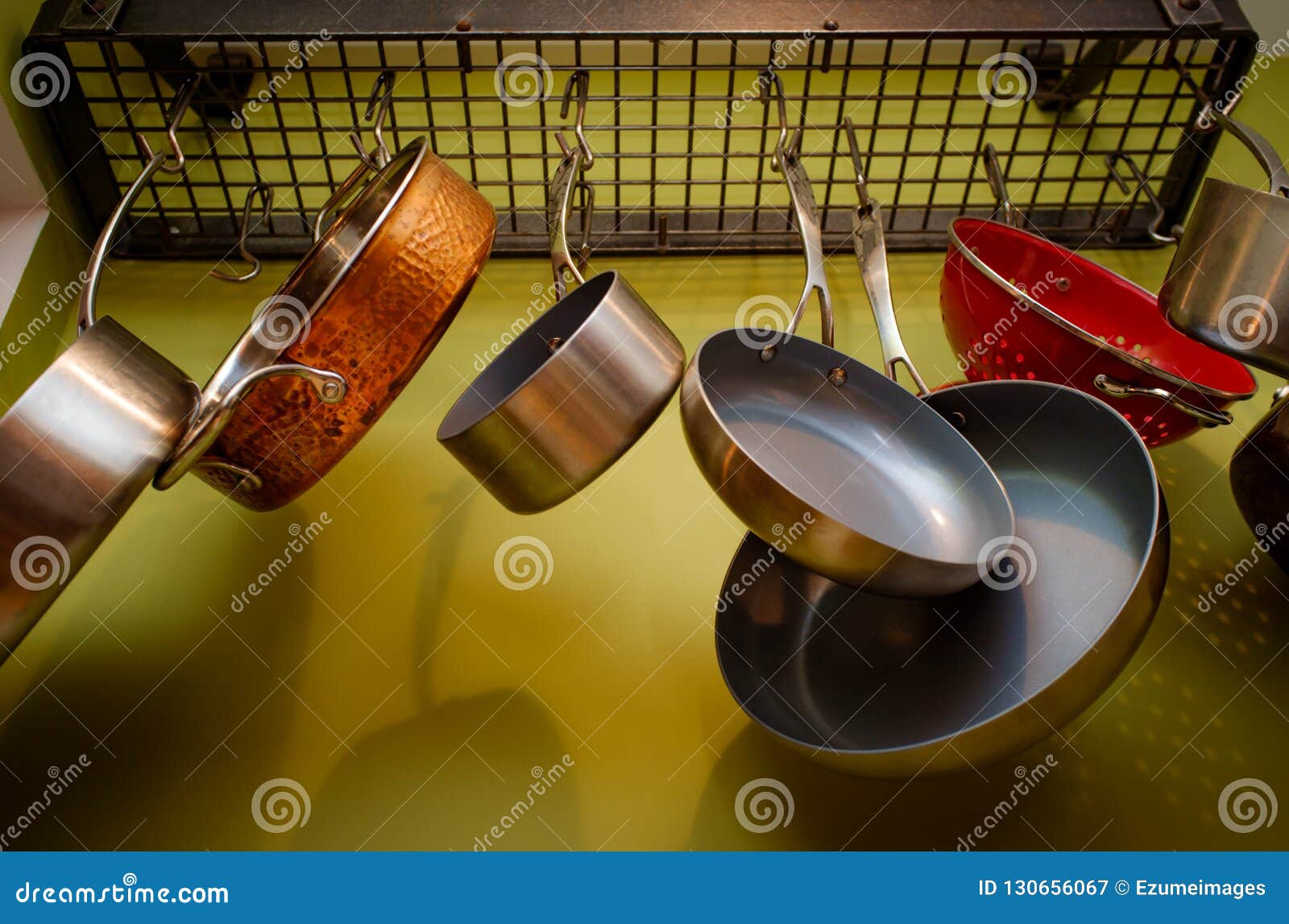 Hanging Pots and Pans stock image. Image of objects 130656067