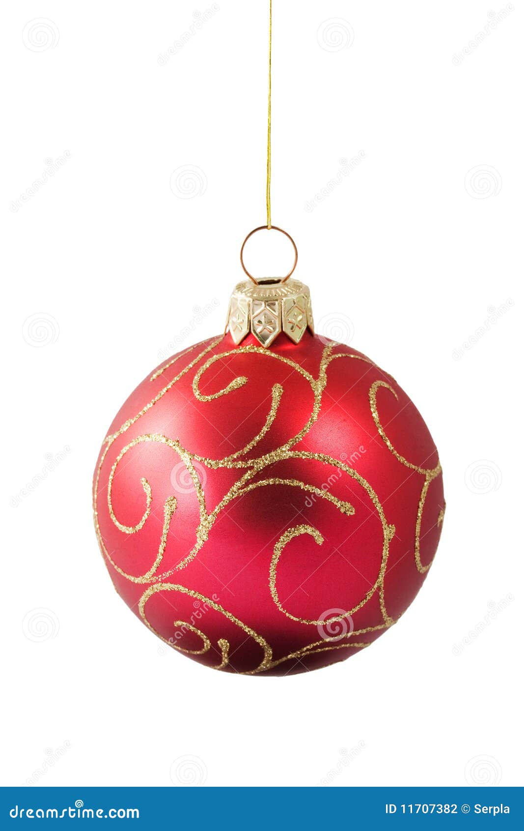 Hanging Red Christmas Bauble with Ornament Stock Photo Image of merry