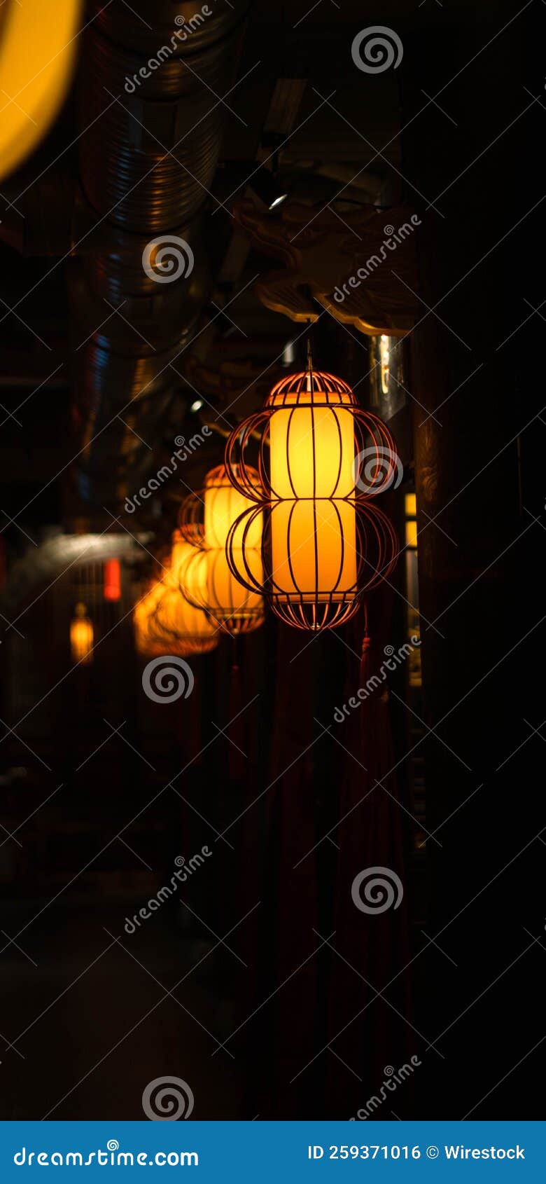 Hanging Street Lights on the Road during Nighttime Stock Photo Image