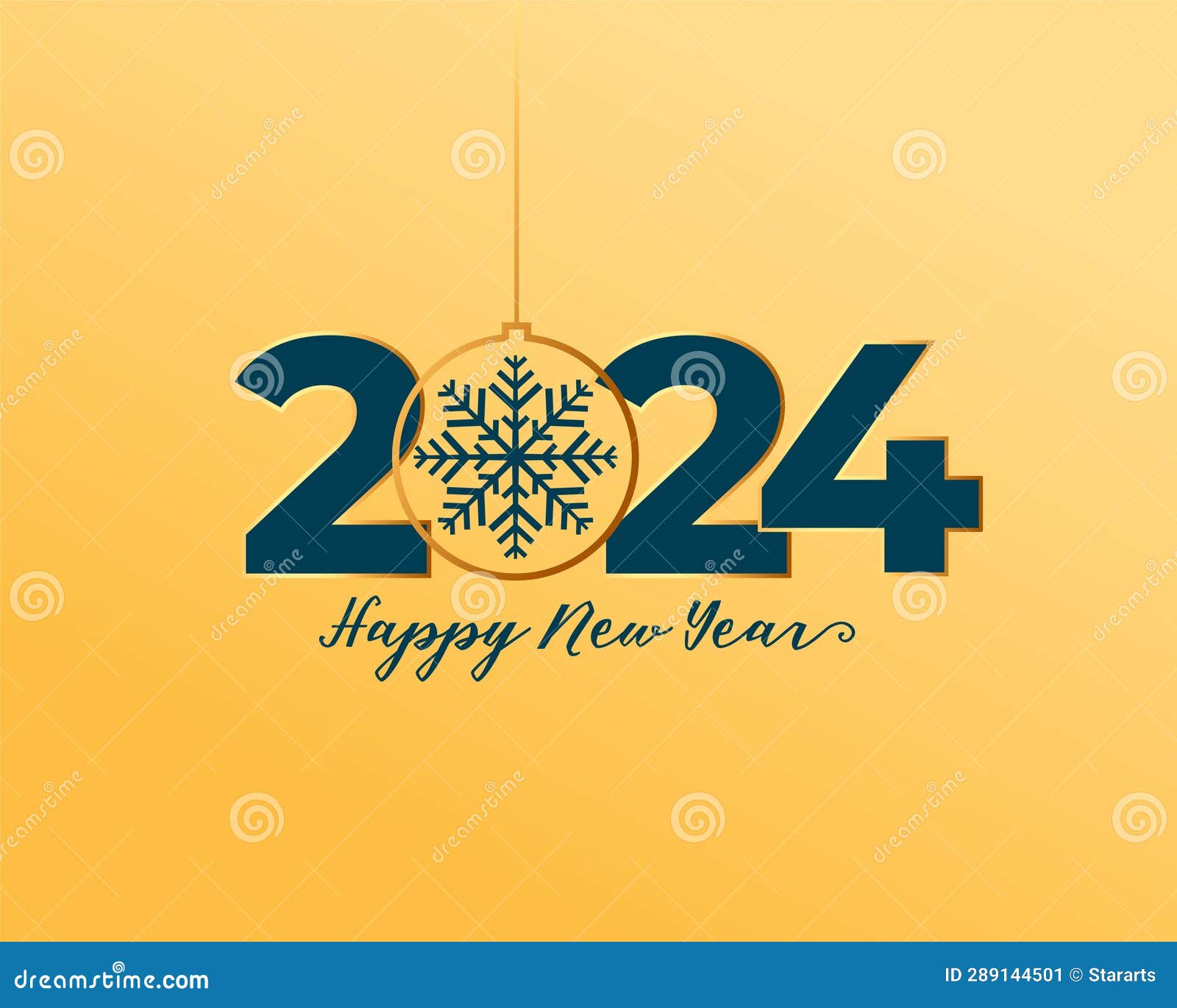 Hanging Style 2024 New Year Event Background with Snowflake Stock