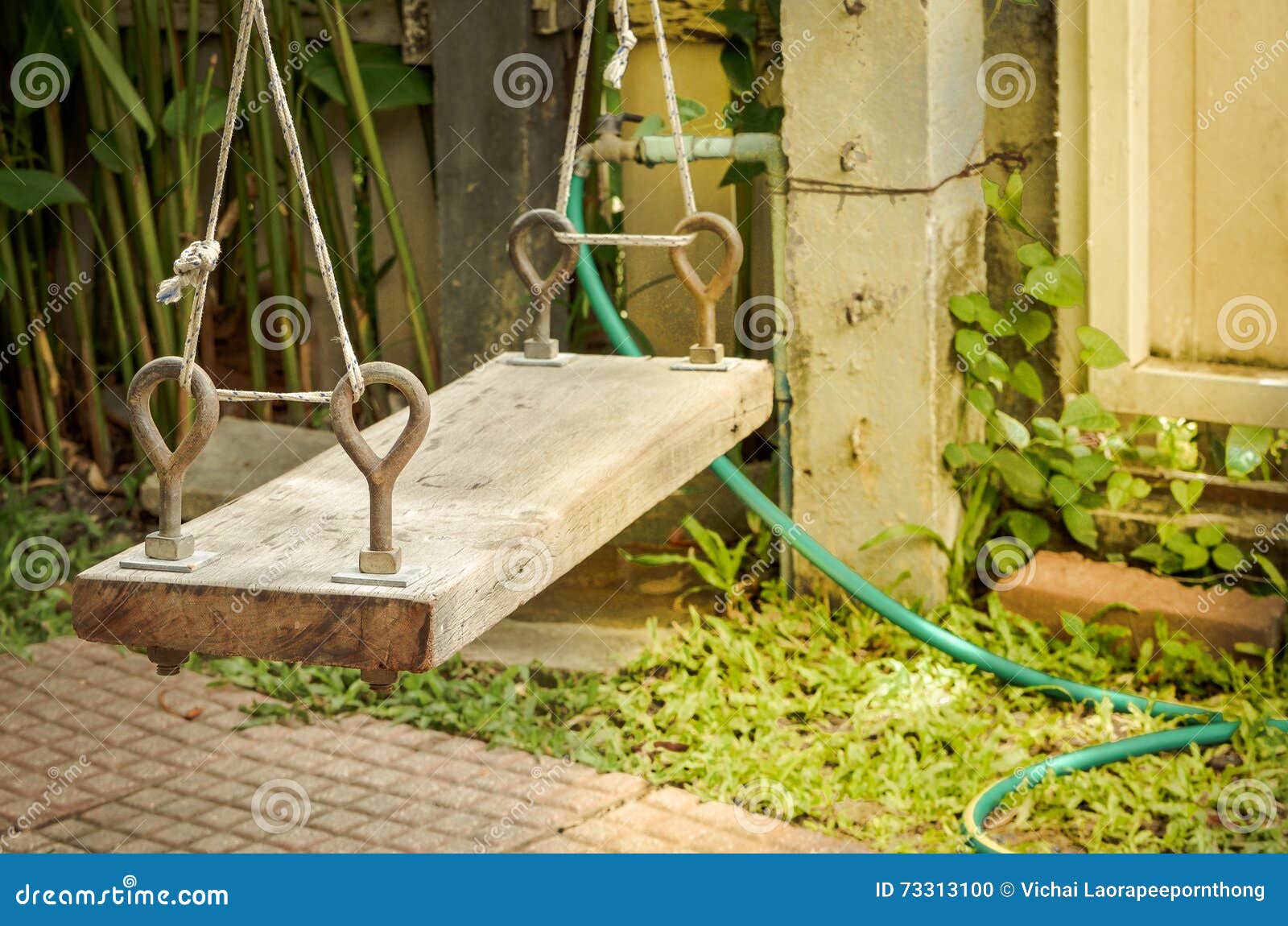 Hanging swing wooden stock photo. Image of game, enjoy 73313100