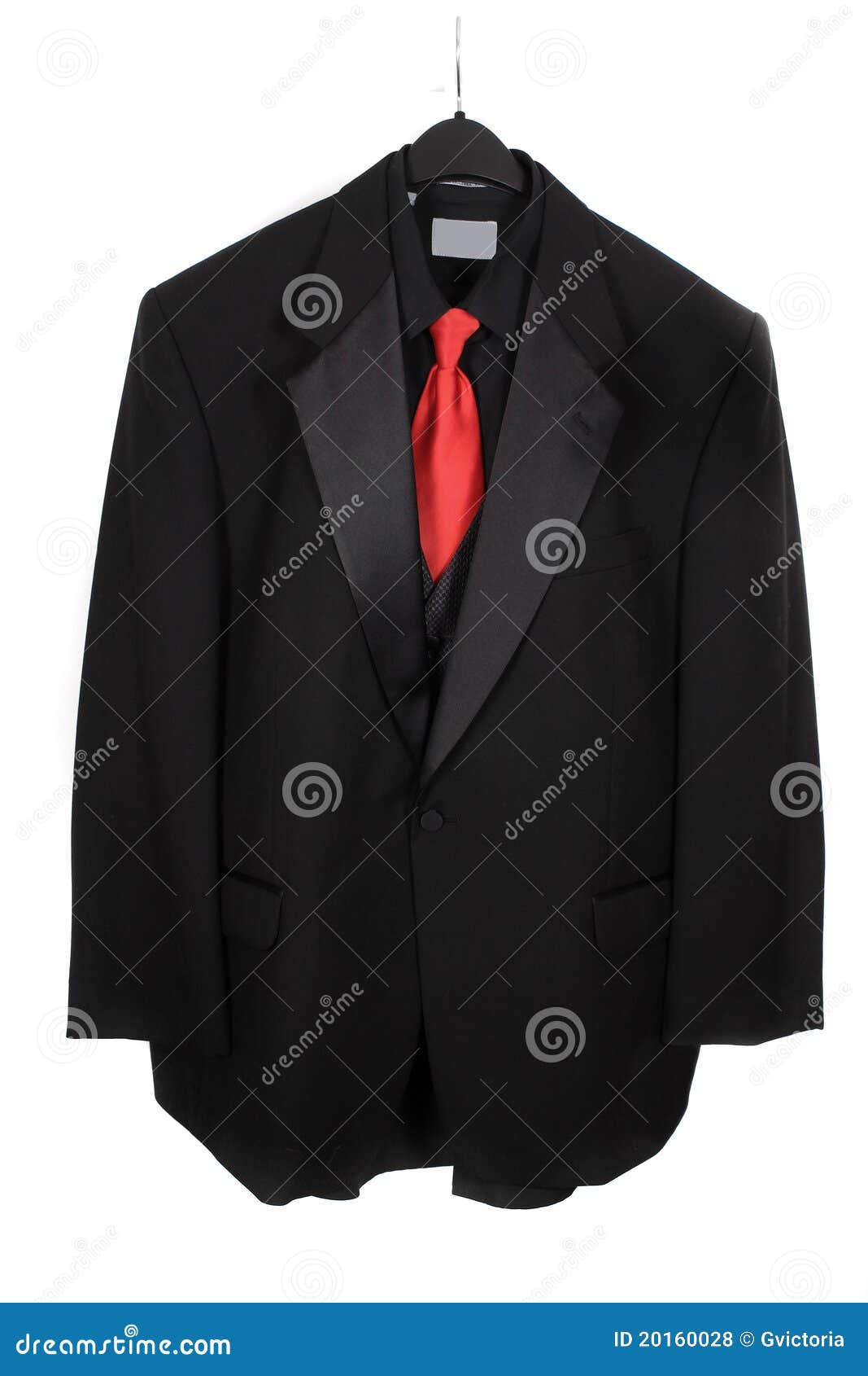 Hanging Three Piece Suit with Red Tie Stock Photo Image of dressy