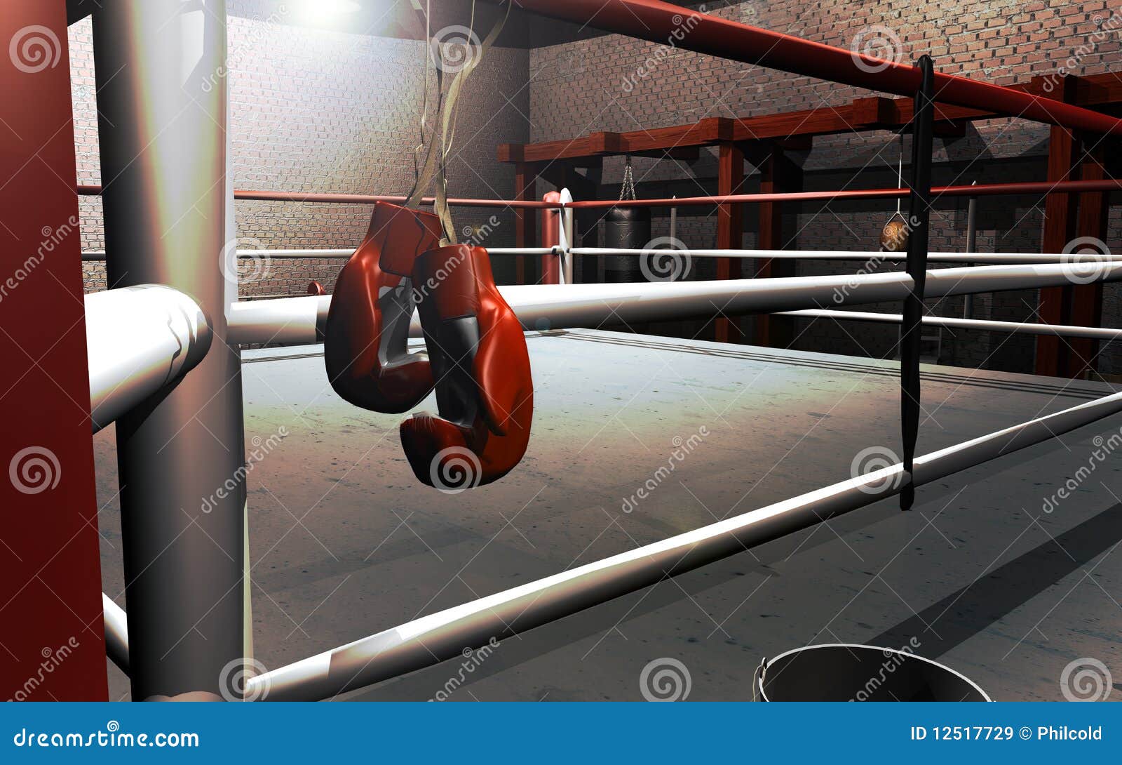 Hanging up boxing gloves stock illustration. Illustration of club