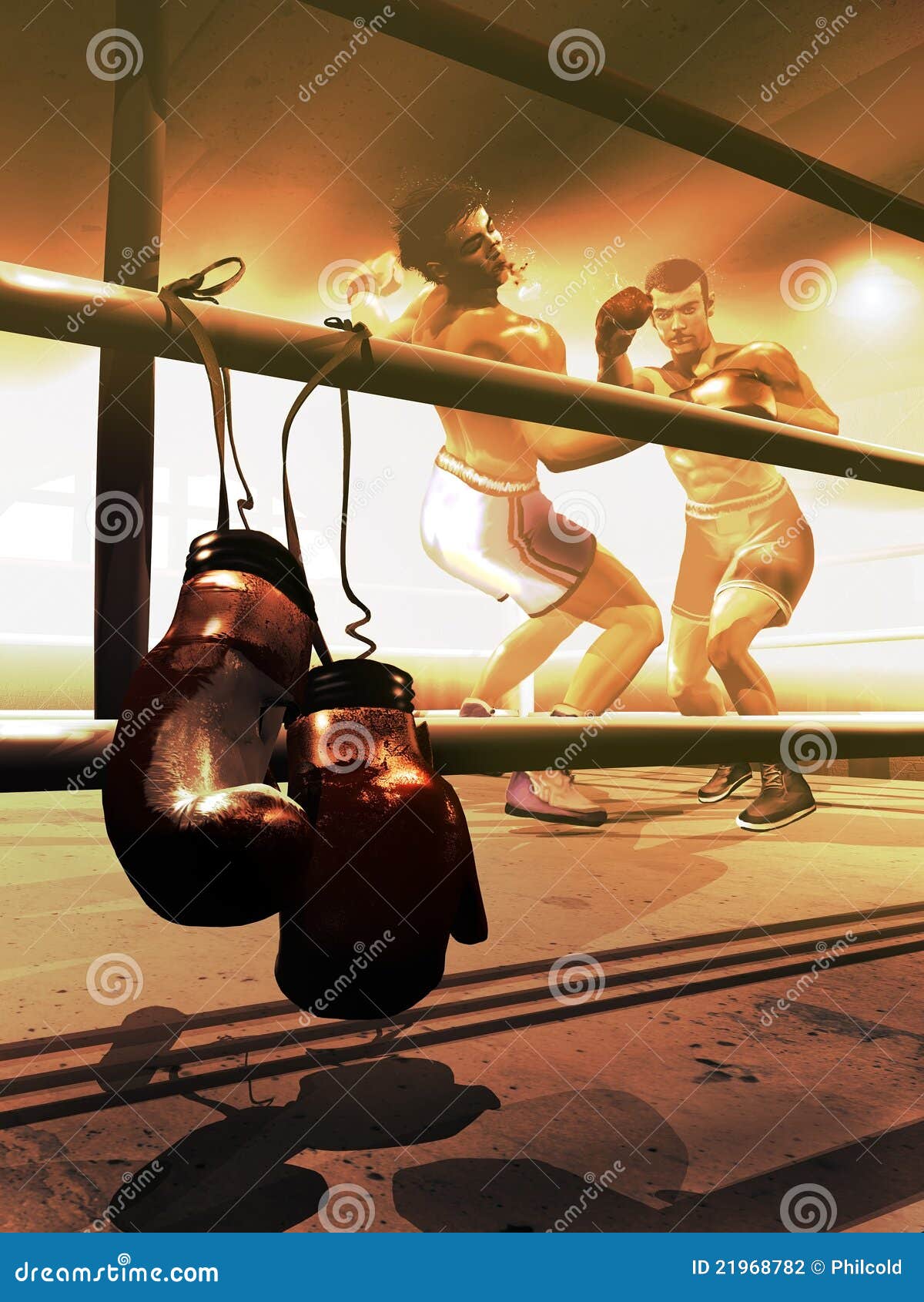 Hanging up boxing gloves stock illustration. Illustration of punch