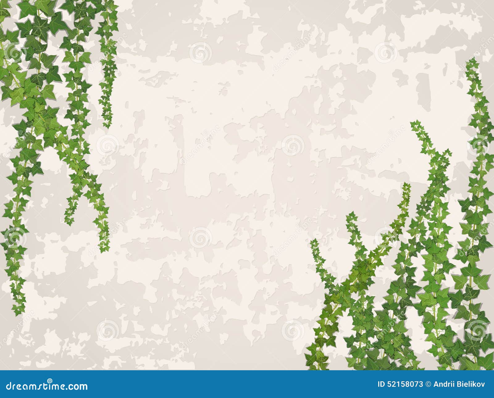 Hanging Vines On The Background Of Old Stucco Wall Cartoon Vector ...