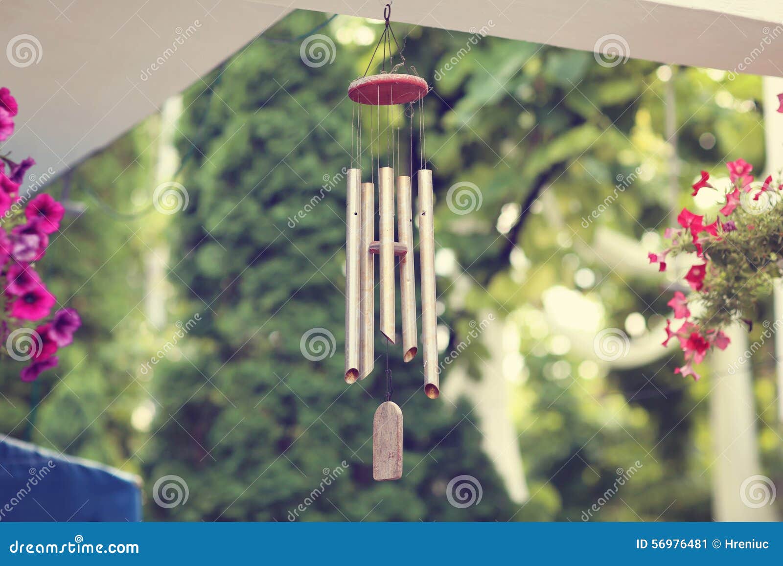 Hanging wind chimes stock image. Image of golden, opening 56976481
