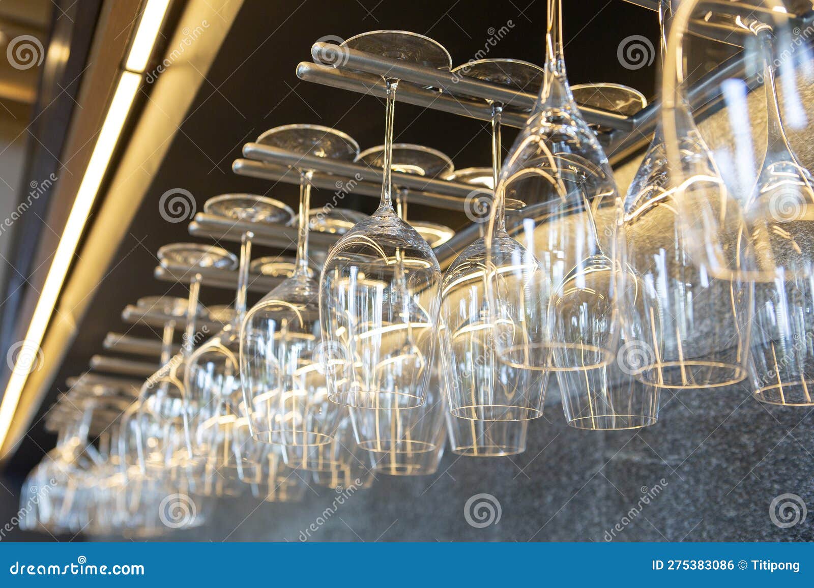 Hanging Wine Glasses in a Hotel Bar Stock Photo Image of wineglass
