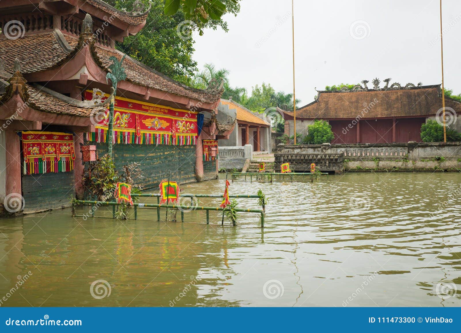 Hanoi, Vietnam - Sep 20, 2015: Common Vietnamese water puppetry state in Dao Thuc village.