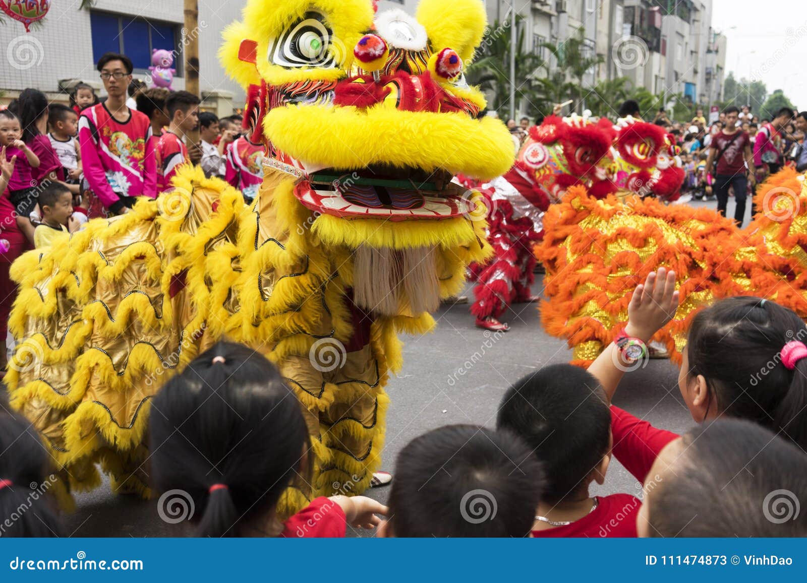 Hanoi, Vietnam - Sept 8, 2014: a Show of Dragon and Lion Dance ...