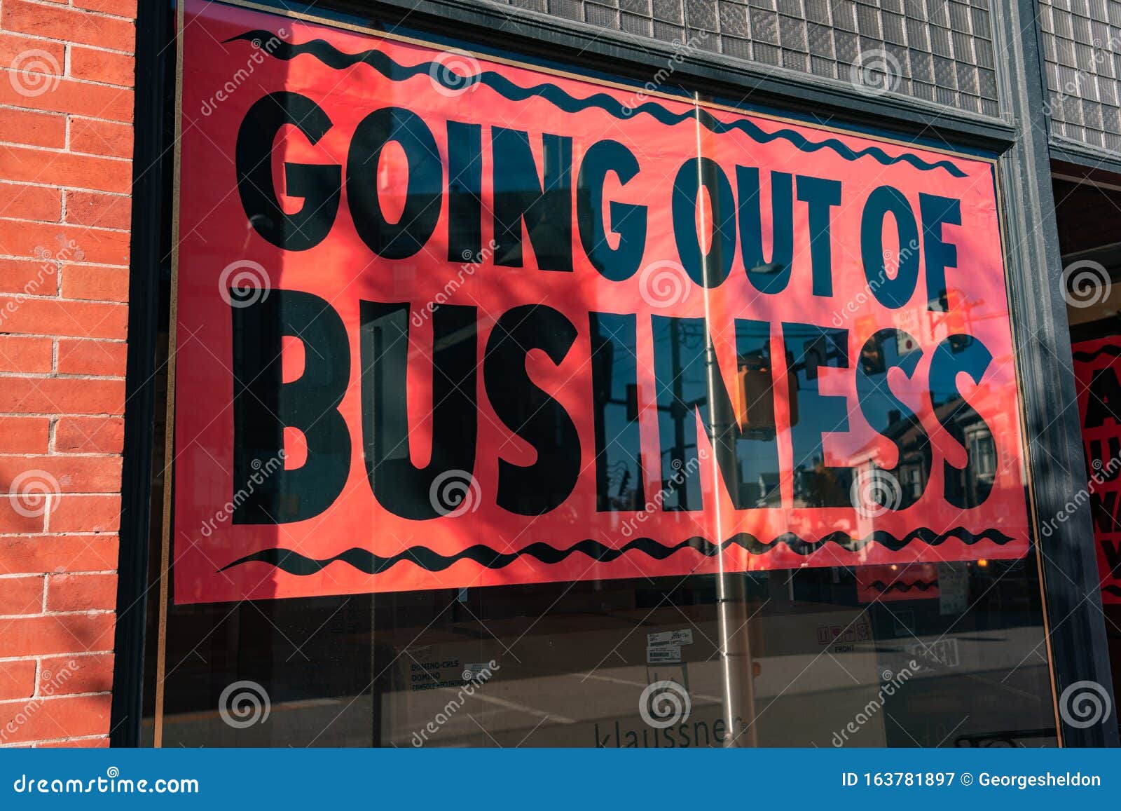 Going Out of Business Sign in Window Editorial Photography Image of