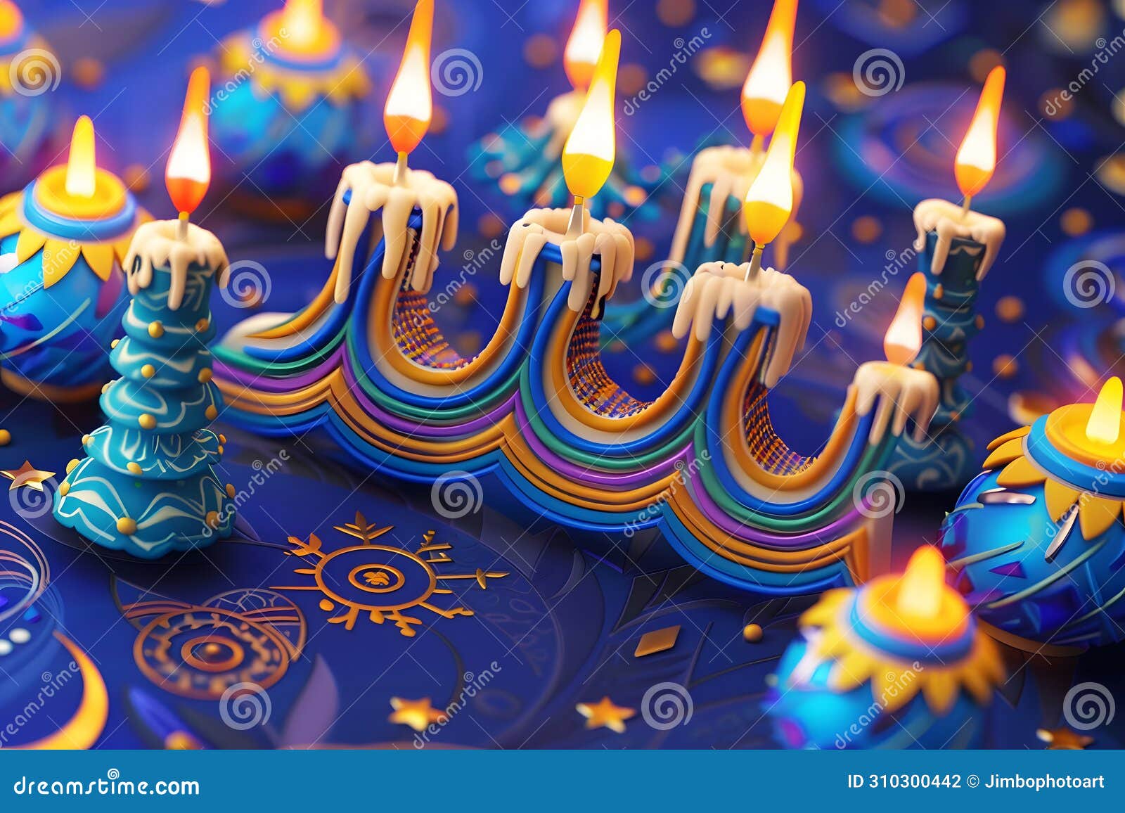 hanukkah candle, pattern of hanukkah celebrate and festival, pattern flat and template 3d 