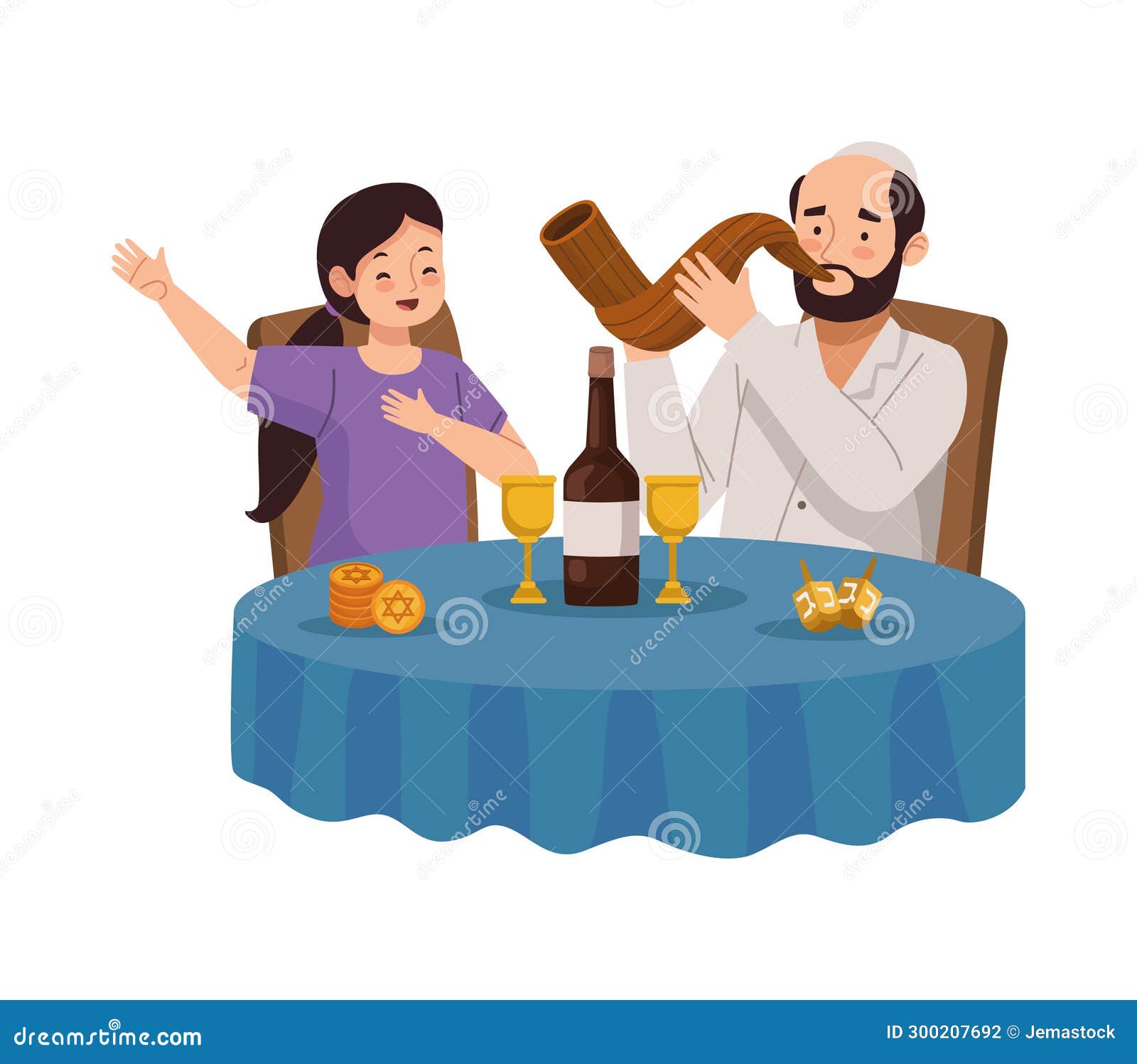 Hanukkah family characters stock vector. Illustration of dreidel