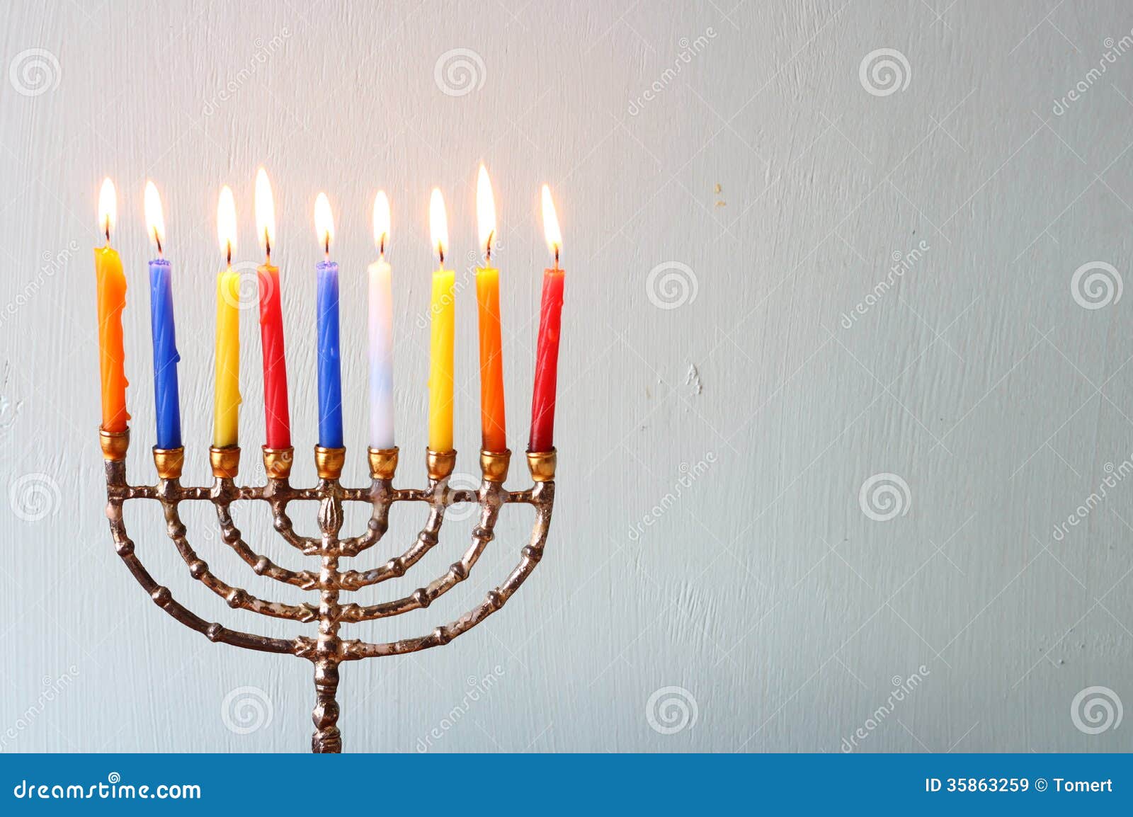 Hanukkah Menorah with Burning Candles Stock Image Image of chanukkiah